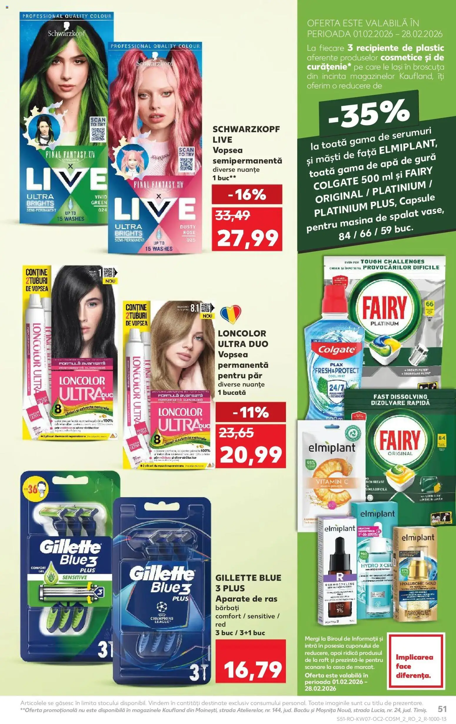 Noul catalog Kaufland – valabil de la 11.02.2026 | Pagină: 51 | Produse: Vopsea, Recipiente, Apă de gură, Capsule pentru mașina de spălat