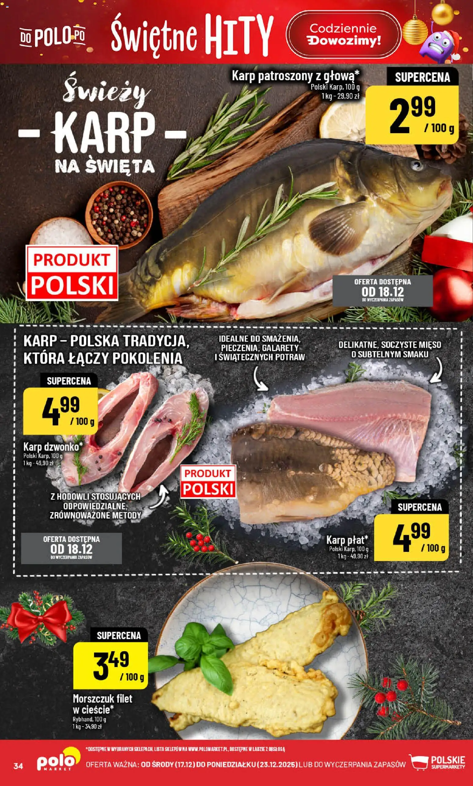 POLOmarket Gazetka od 17.12.2025 | Strona: 34 | Produkty: Mięso, Karp, Morszczuk