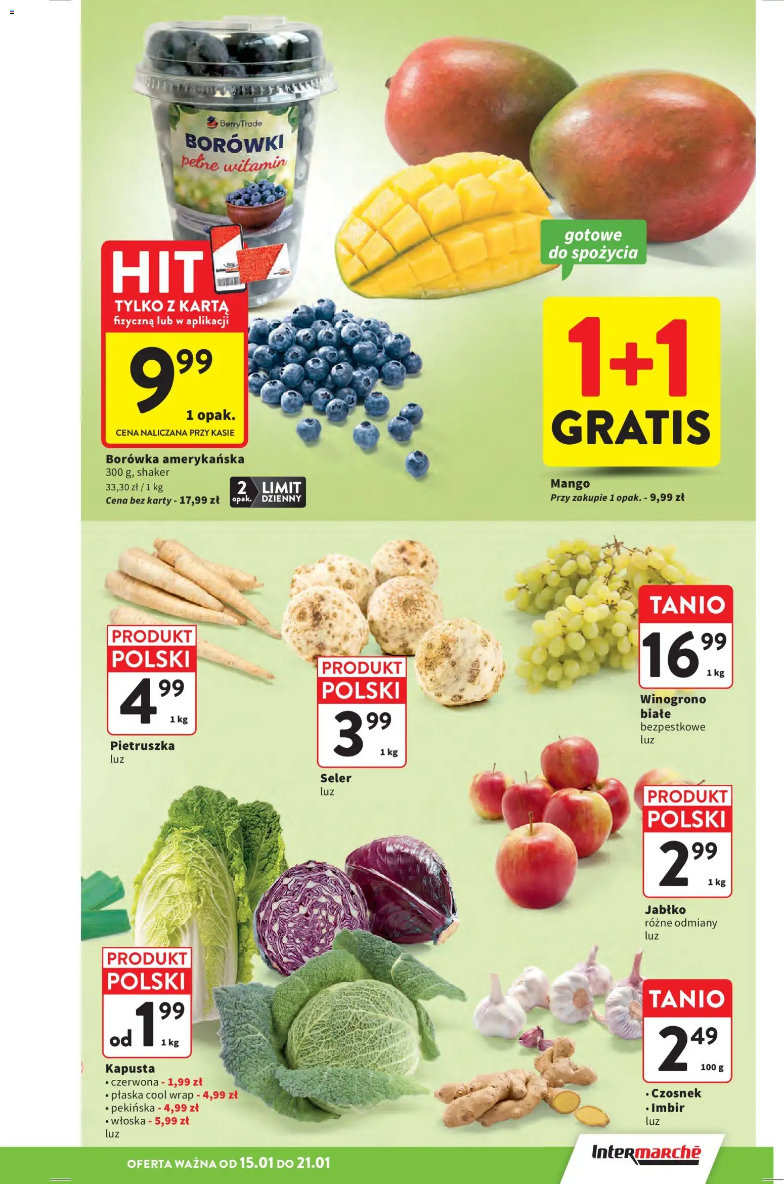 Intermarche Gazetka od 15.01.2026 | Strona: 19 | Produkty: Mango, Kapusta, Pietruszka, Imbir