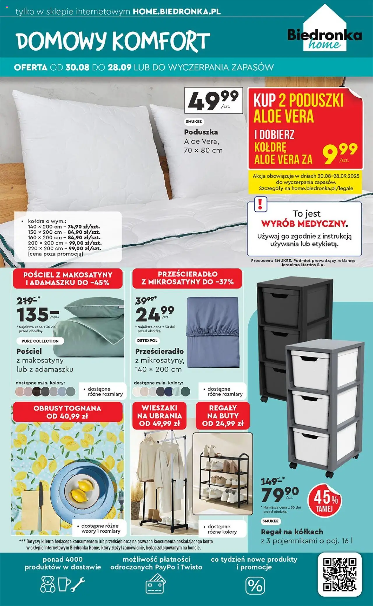 Biedronka gazetka - Home od 30.08.2025 | Strona: 5 | Produkty: Pościel, Poduszka, Regał, Kołdra