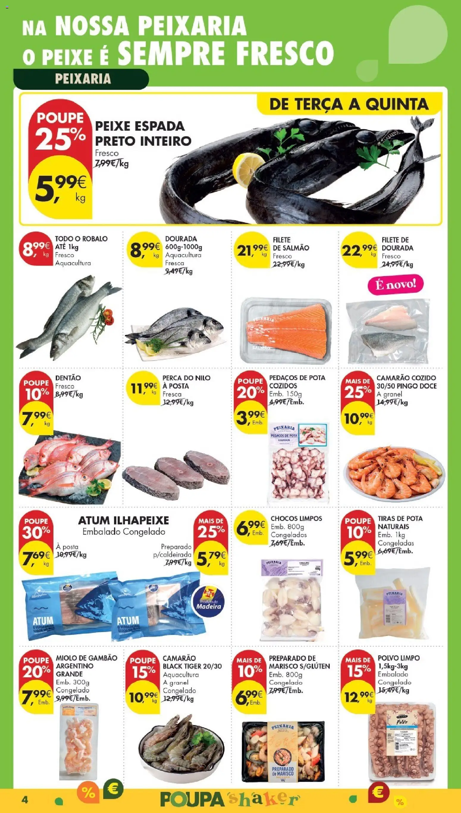 Pingo Doce Poupe Esta Semana Madeira │ válido de 24.02.2026 | Página: 4 | Produtos: Polvo, Camarão, Salmão, Peixe