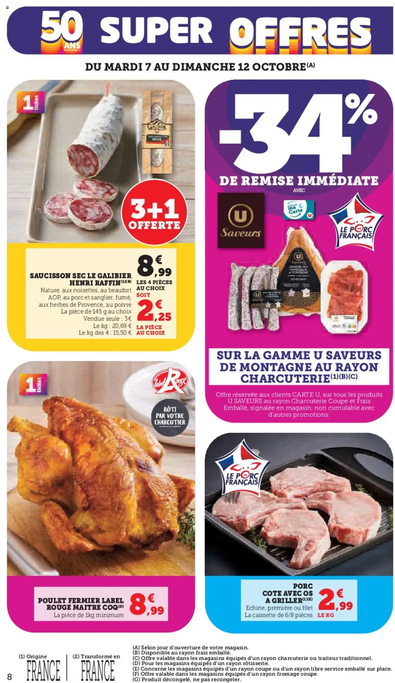 {H1} | Page: 8 | Produits: Saucisson sec, Poivre, Fromage, Porc