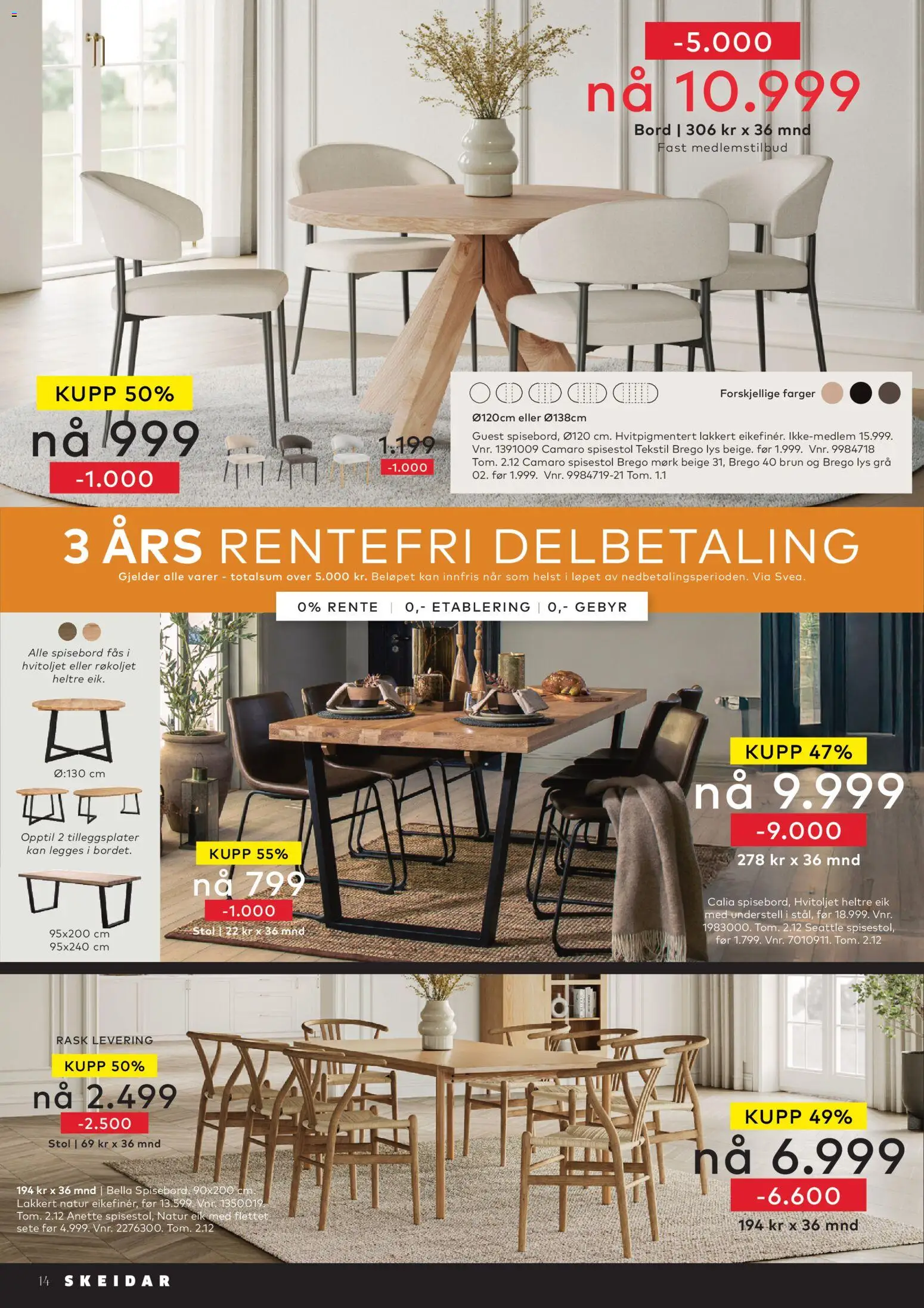 {H1} | Side: 14 | Produkter: Spisebord, Spisestol, Lys, Stol