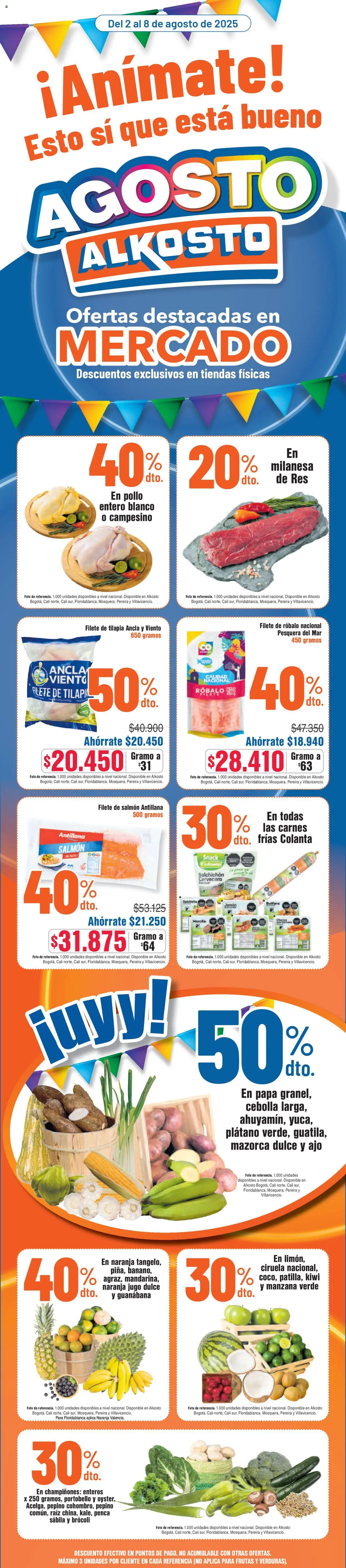 Alkosto folleto │ válido desde el 02.08.2025 | Página: 1 | Productos: Στιγμιαίος καφές, Kiwi, Παγωμένο τσάι, Filete