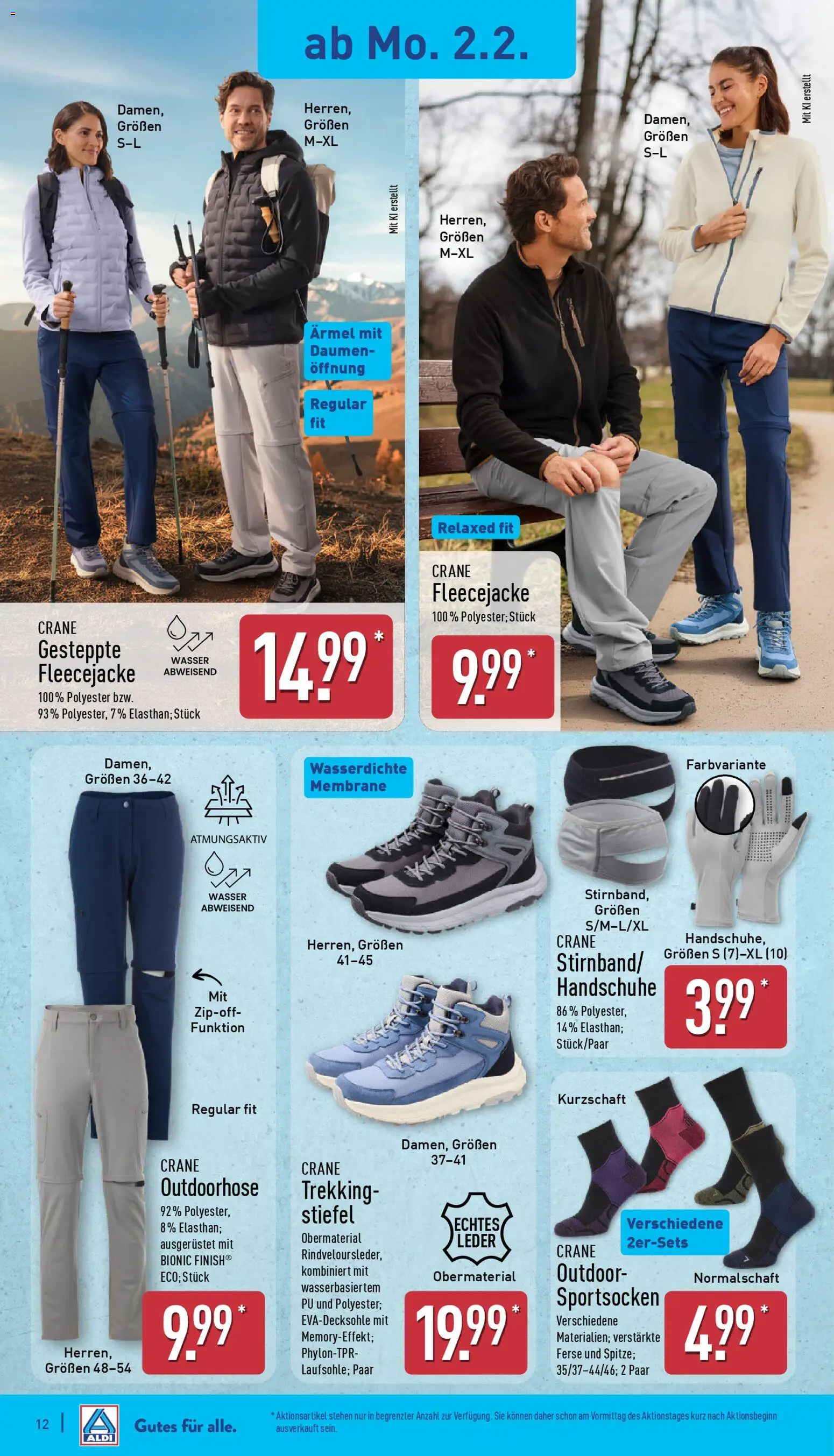Aldi Prospekt 	 – gültig ab 02.02.2026 | Seite: 14 | Produkte: Wasser, Stiefel, Handschuhe