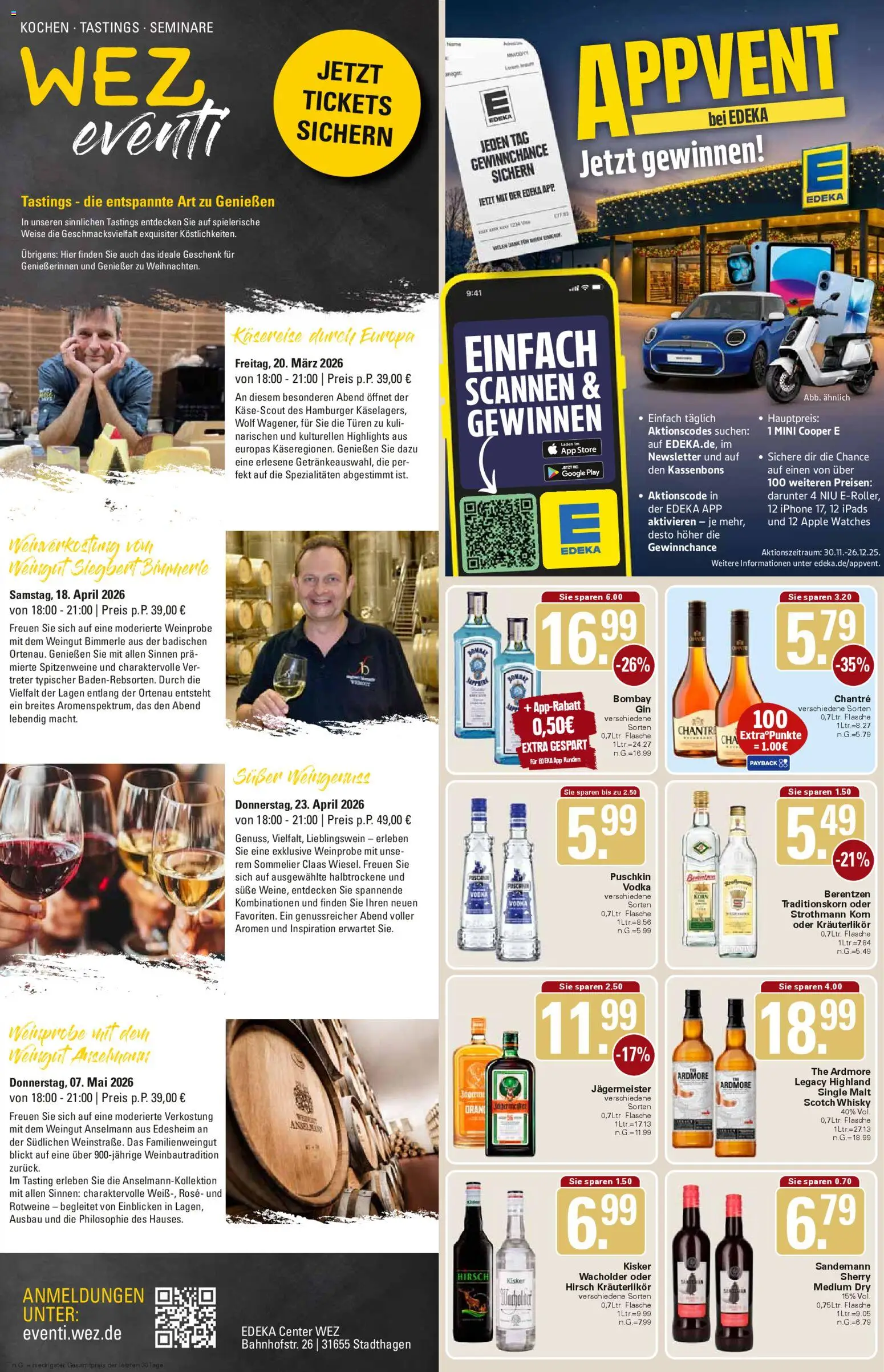 WEZ Prospekt – gültig ab 01.12.2025 | Seite: 14 | Produkte: Apple, Jägermeister, Chantré, Vodka