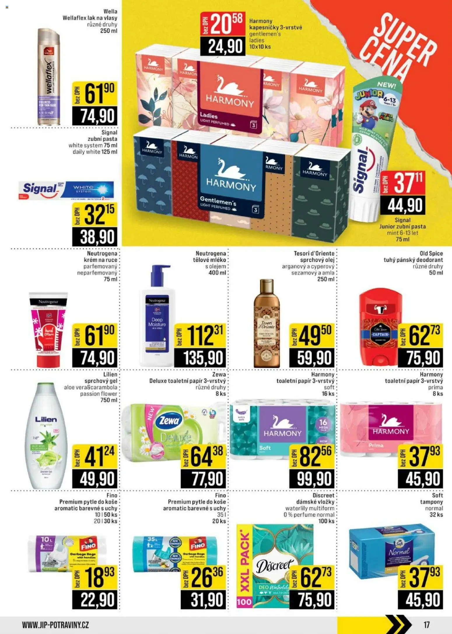 Jip leták - Cash & Carry od 21.01.2026 | Strana: 17 | Produkty: Krém na ruce, Sprchový gel, Olej, Tampony