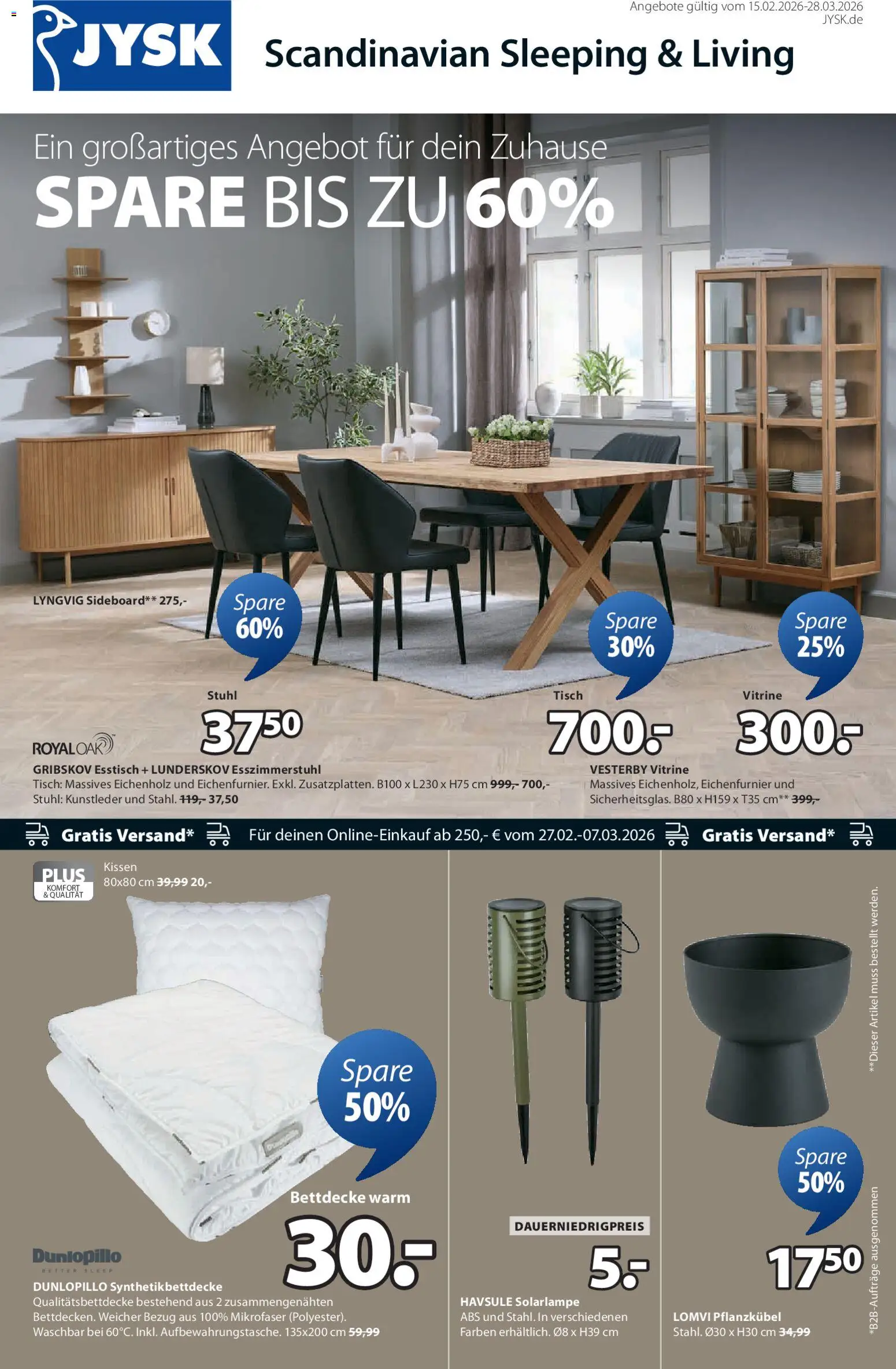 JYSK Prospekt 	 – gültig ab 15.02.2026 | Seite: 1 | Produkte: Tisch, Stuhl