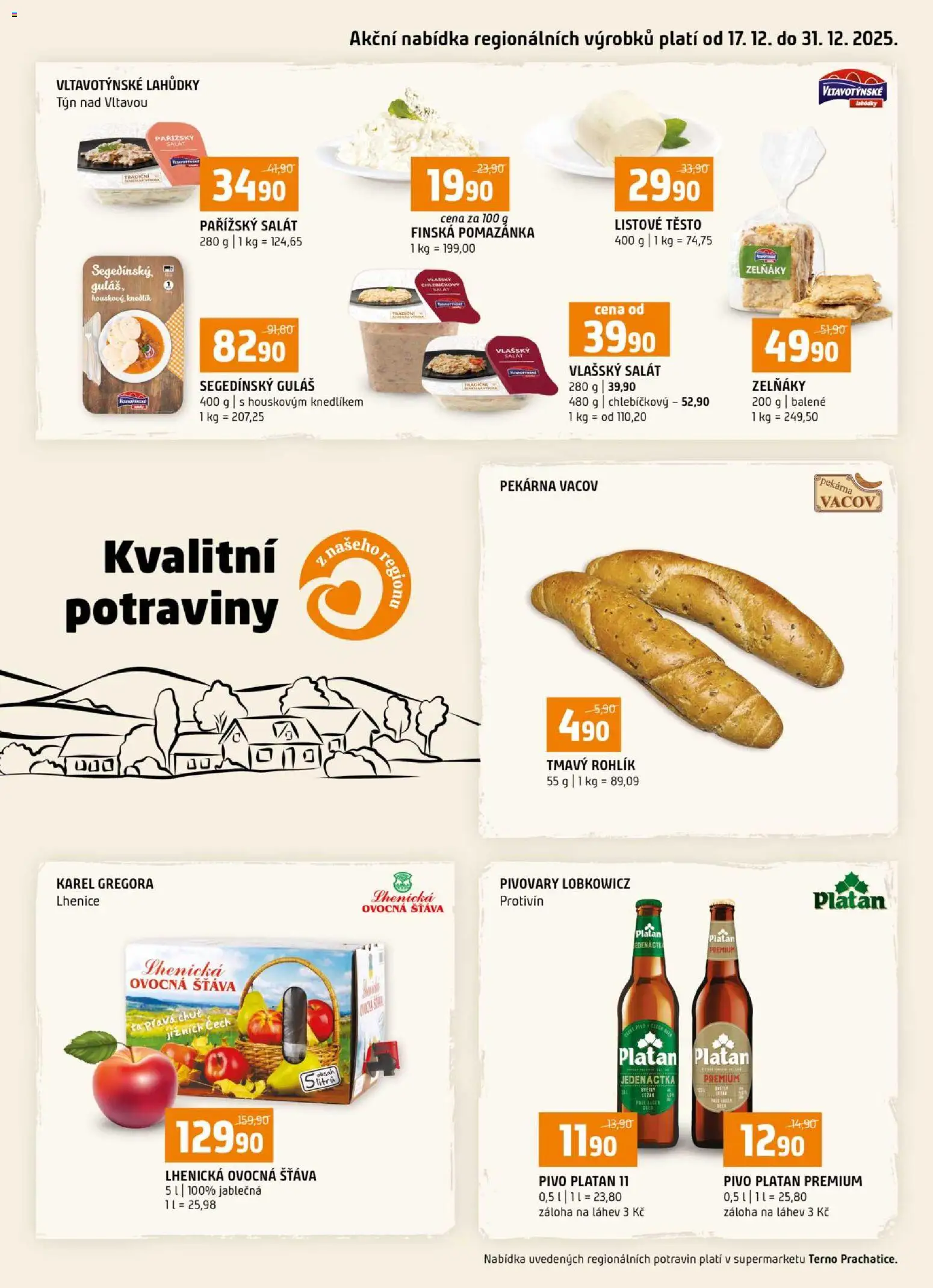 Terno leták - Prachatice  od 17.12.2025 | Strana: 16 | Produkty: Listové těsto, Salát, Pekárna, Pivo Platan
