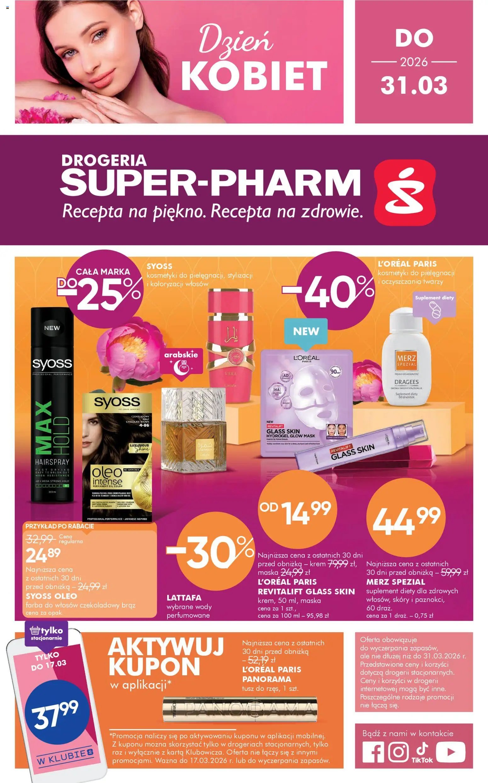 Super-pharm gazetka od 05.03.2026 | Strona: 1 | Produkty: Karta, Drogeria, Maska, Krem