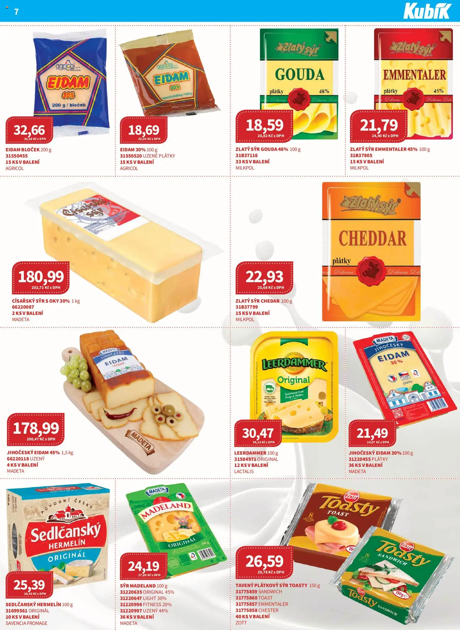 Kubík leták - Velkoobchod 11/2025 od 01.11.2025 | Strana: 7 | Produkty: Hermelín, Eidam, Leerdammer, Cheddar