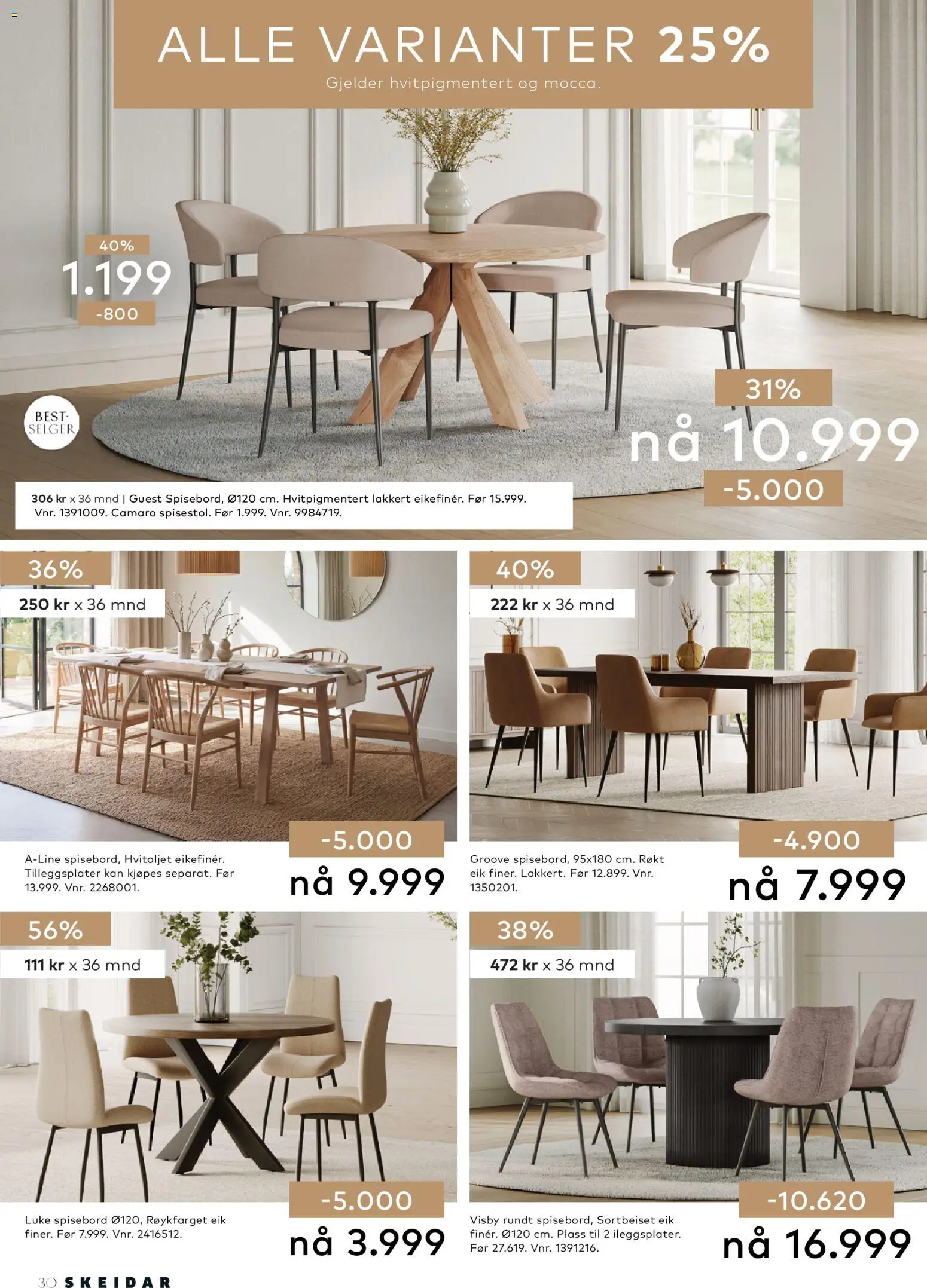 {H1} | Side: 30 | Produkter: Spisebord