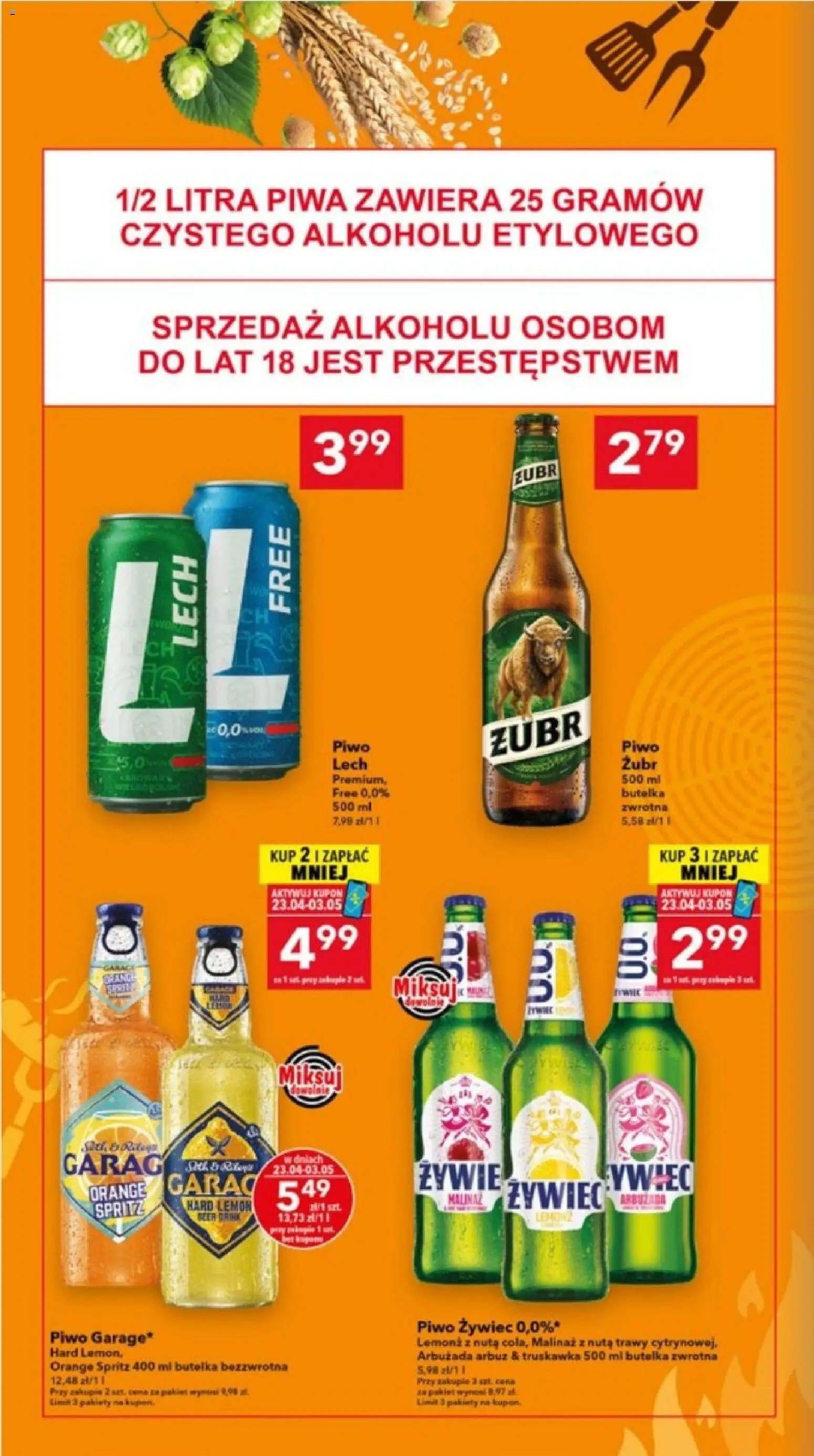 Lewiatan gazetka - Lublin od 23.04.2026 | Strona: 4 | Produkty: Piwo żubr, Arbuz, Trawy, Piwo