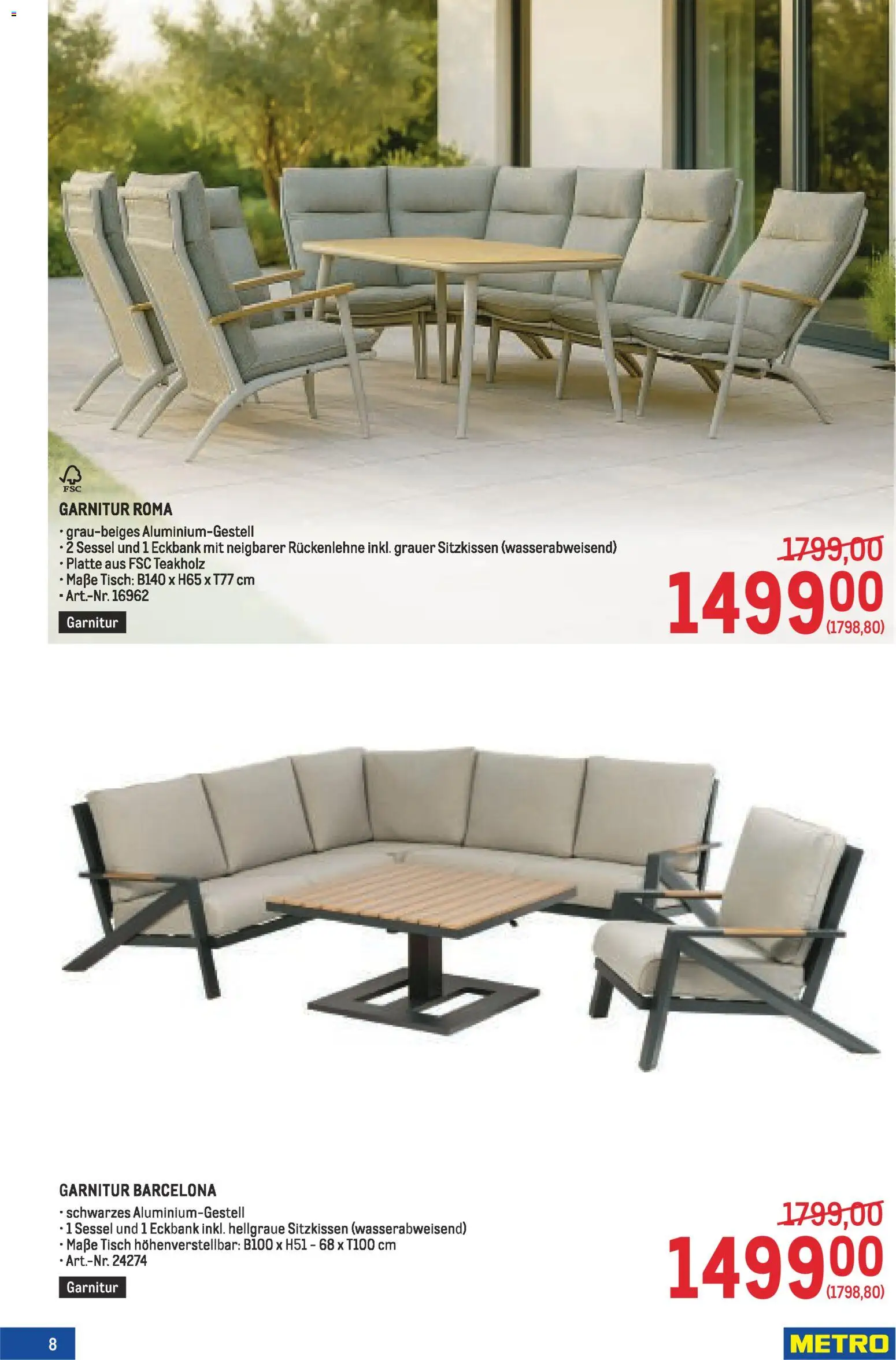 Metro angebote Garten Spezial MP08 gültig ab 02.04.2026 | Seite: 8 | Produkte: Sessel, Tisch