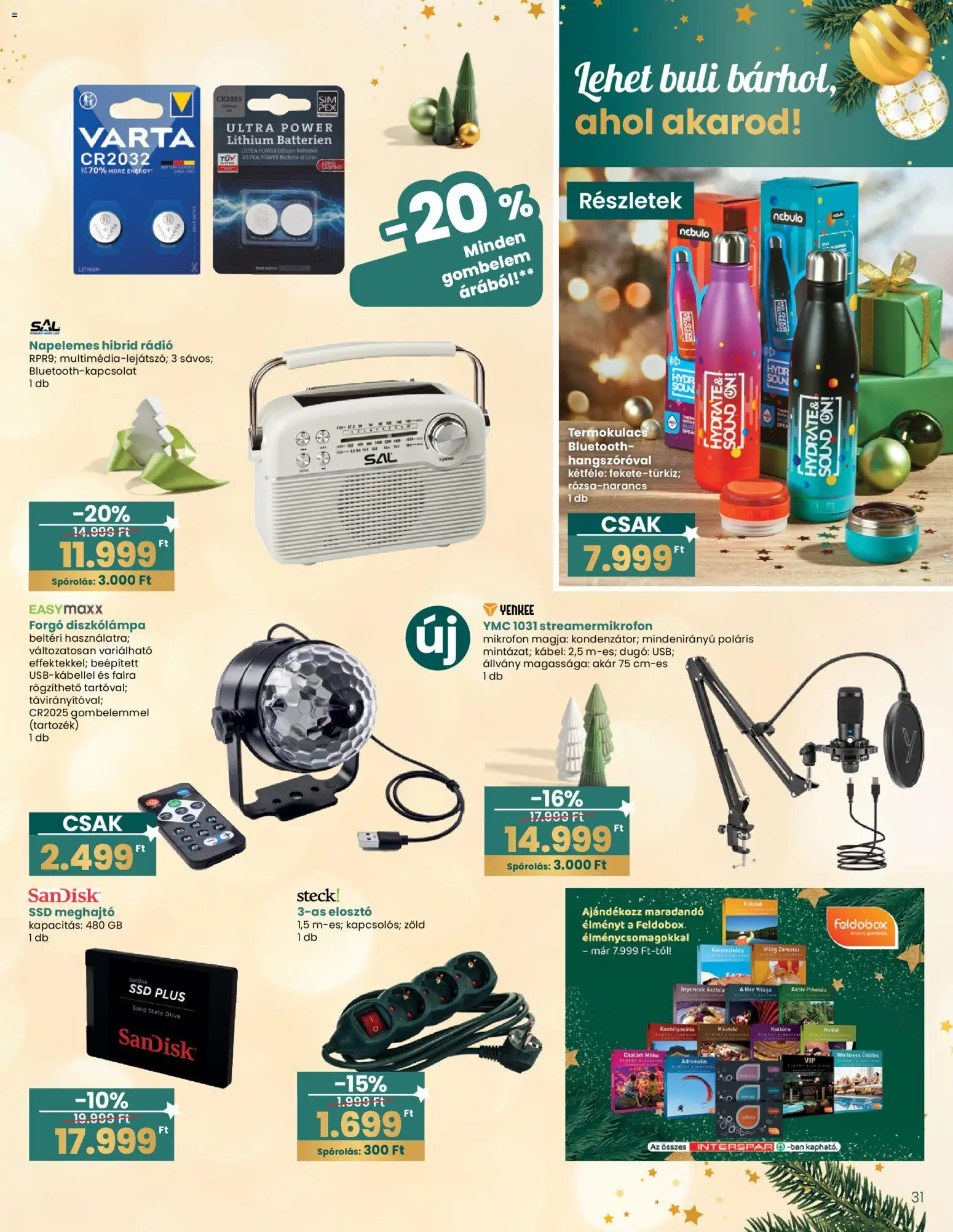 Interspar akciós ujság - amely érvényes a következő dátumtól: 20.12.2025 | Oldal: 31 | Termékek: SSD, Rádió, Kábel, Bor