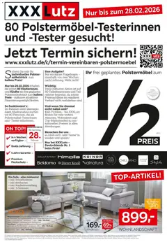 XXXL Lutz Polstermöbel-Testerinnen und -Tester gesucht ab 15.02.2026 gültig