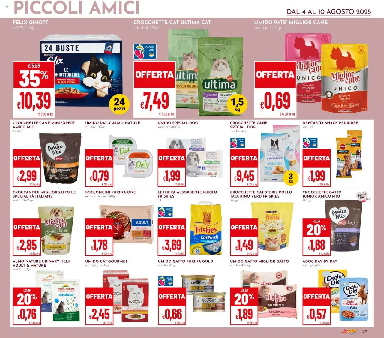 Volantino Pan del 04.08.2025 | Pagina: 27 | Prodotti: Paté, Tacchino, Prosciutto, Crocchette gatto