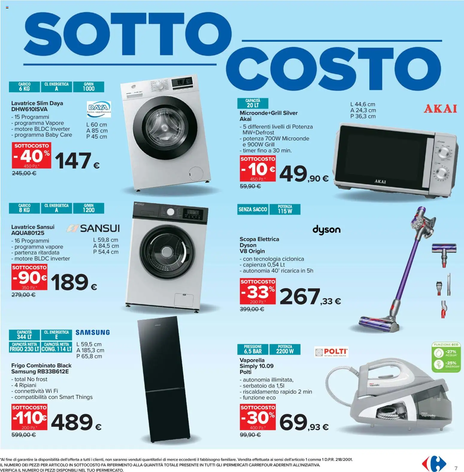 Volantino Carrefour del 06.02.2026 | Pagina: 7 | Prodotti: Scopa elettrica, Lavatrice, Scopa, Samsung