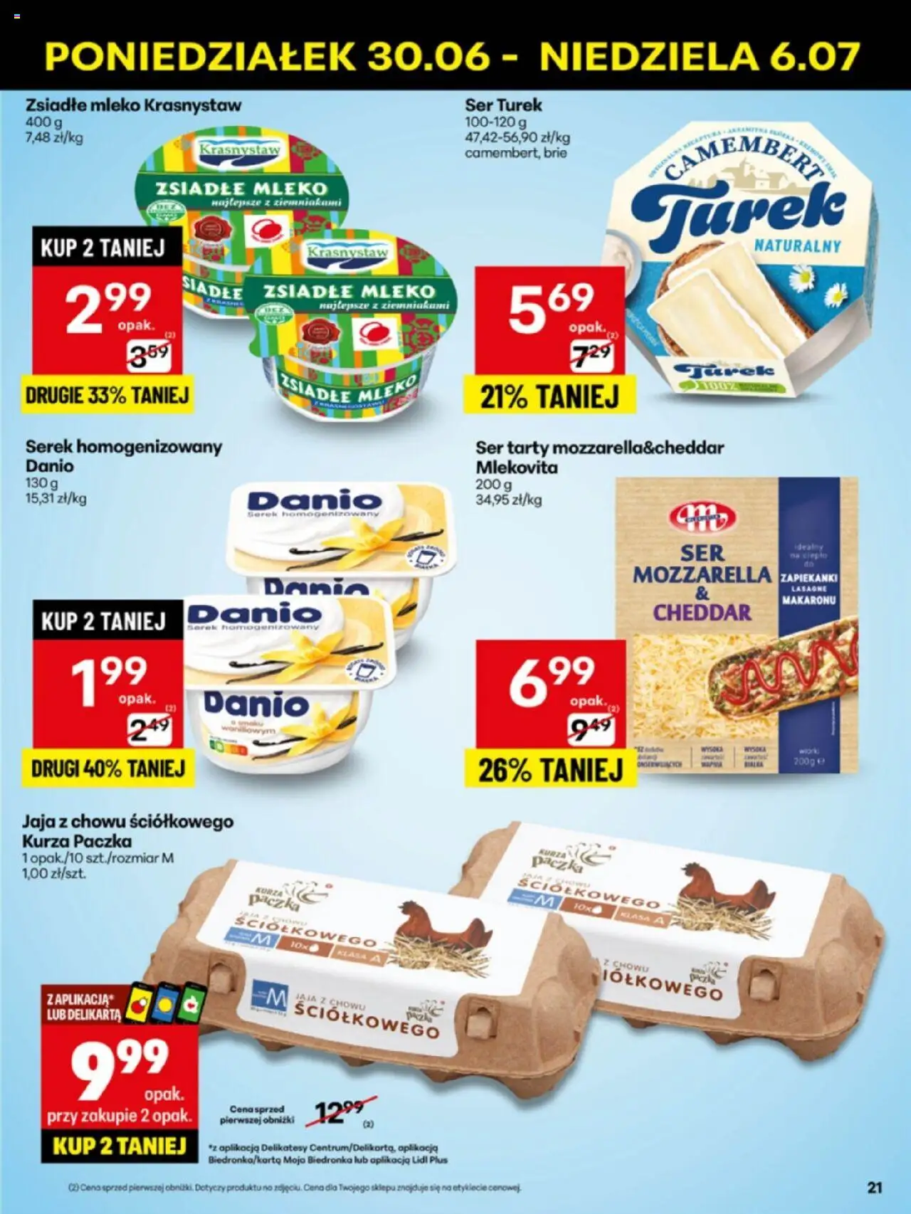 Delikatesy Centrum Gazetka - Sklepy Własne od 30.06.2025 | Strona: 21 | Produkty: Zsiadłe mleko, Lasagne, Ser, Jaja