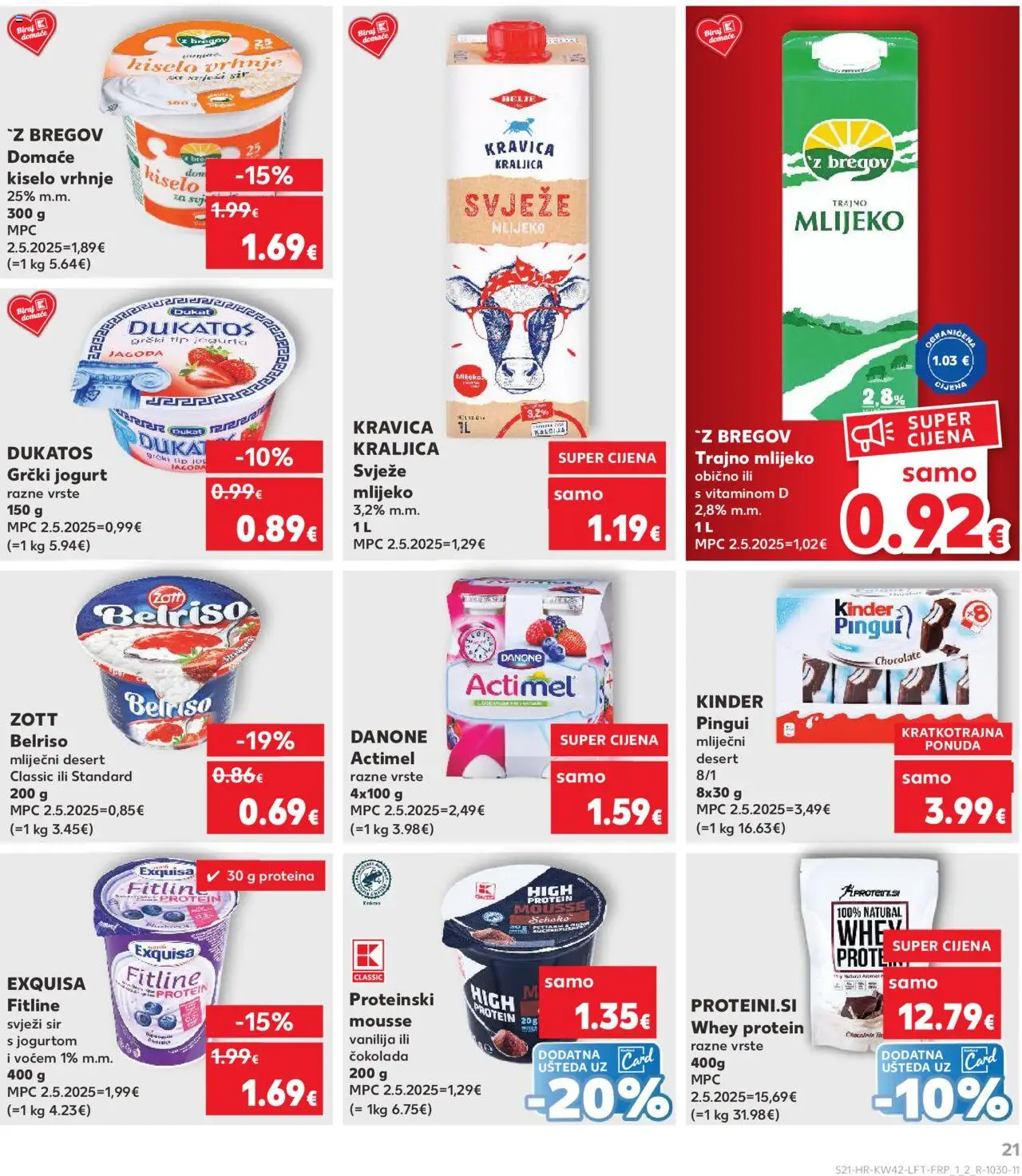 Kaufland katalog | vrijedi od 15.10.2025 | Stranica: 21 | Proizvodi: Grčki jogurt, Kiselo vrhnje, Svježi sir, Trajno mlijeko