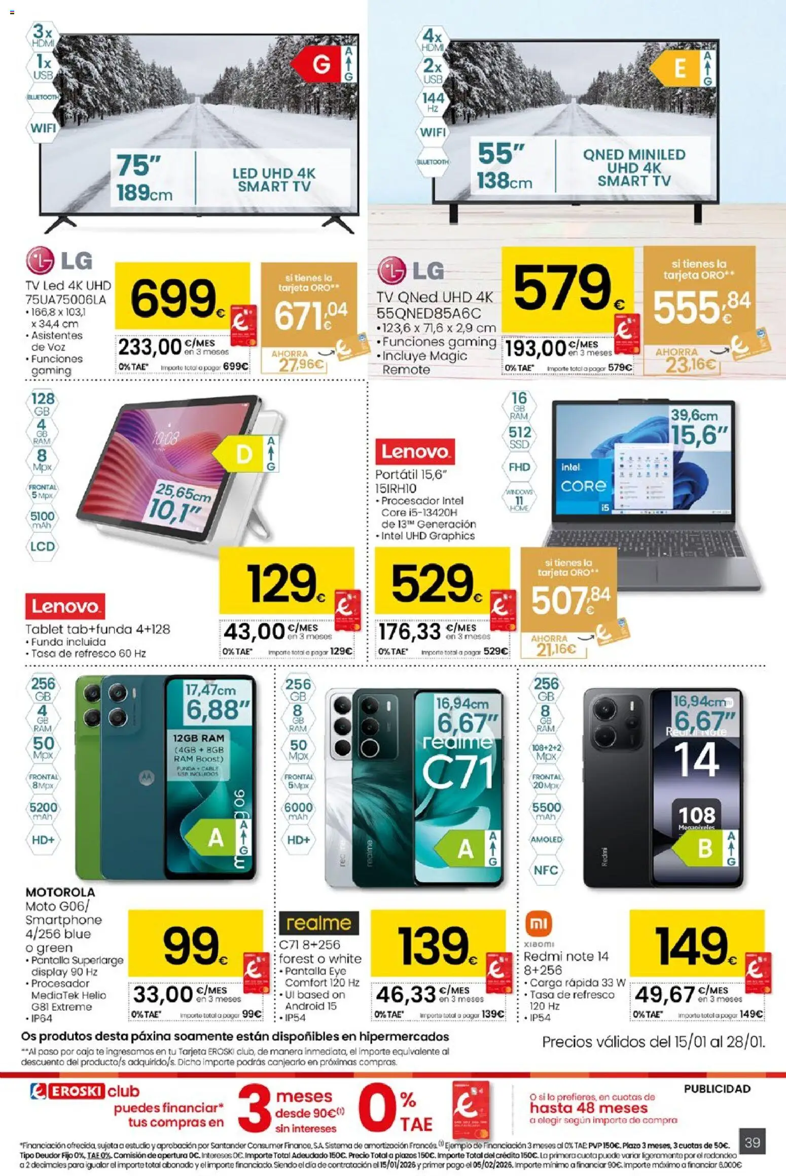 Eroski - Quen ben te quere farache aforrar │ válido desde el 15.01.2026 | Página: 39 | Productos: Té, Tablet, Funda, Caja