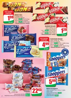 Pogląd oferty "Czekolada Wedel, różne rodzaje, 80 - 100 g" - ważna od 12.11.2025 | Strona: 6 | Produkty: Knoppers, Baton, Czekolada, Cukierki