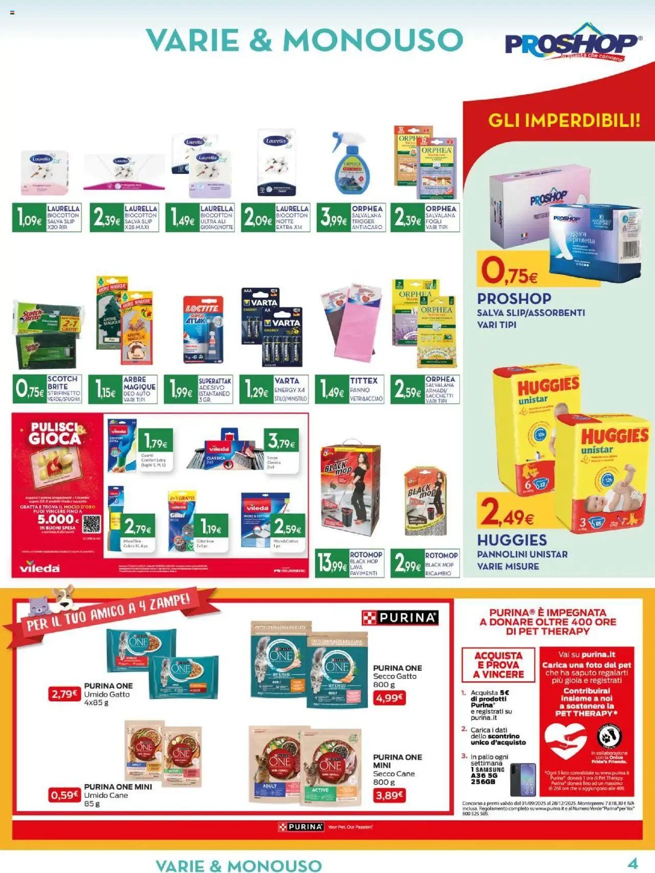Volantino Proshop del 09.10.2025 | Pagina: 5 | Prodotti: Pannolini, Mocio, Scopa, Samsung