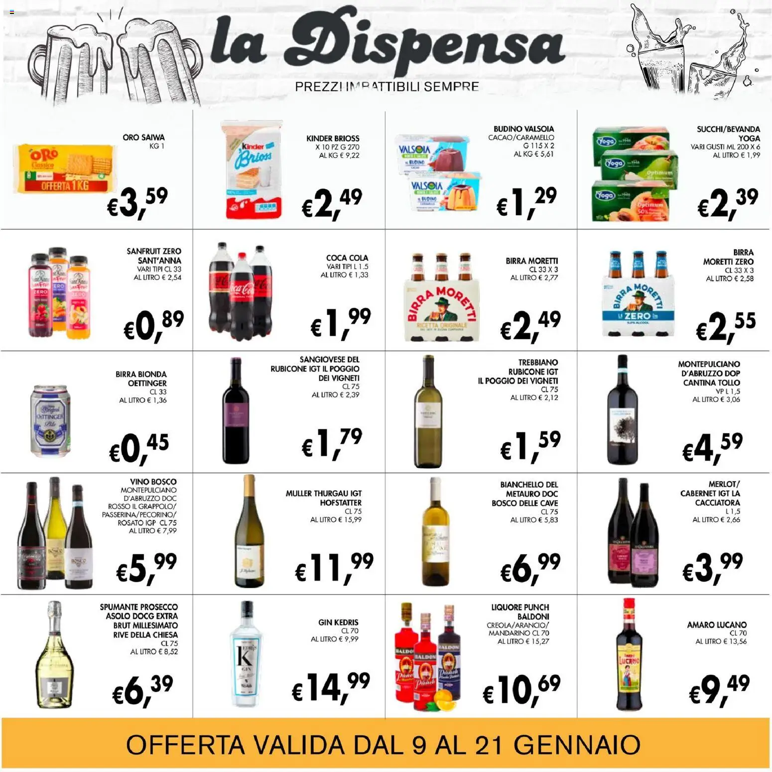 Volantino Coal del 09.01.2026 | Pagina: 21 | Prodotti: Gin, Birra Moretti, Spumante, Amaro