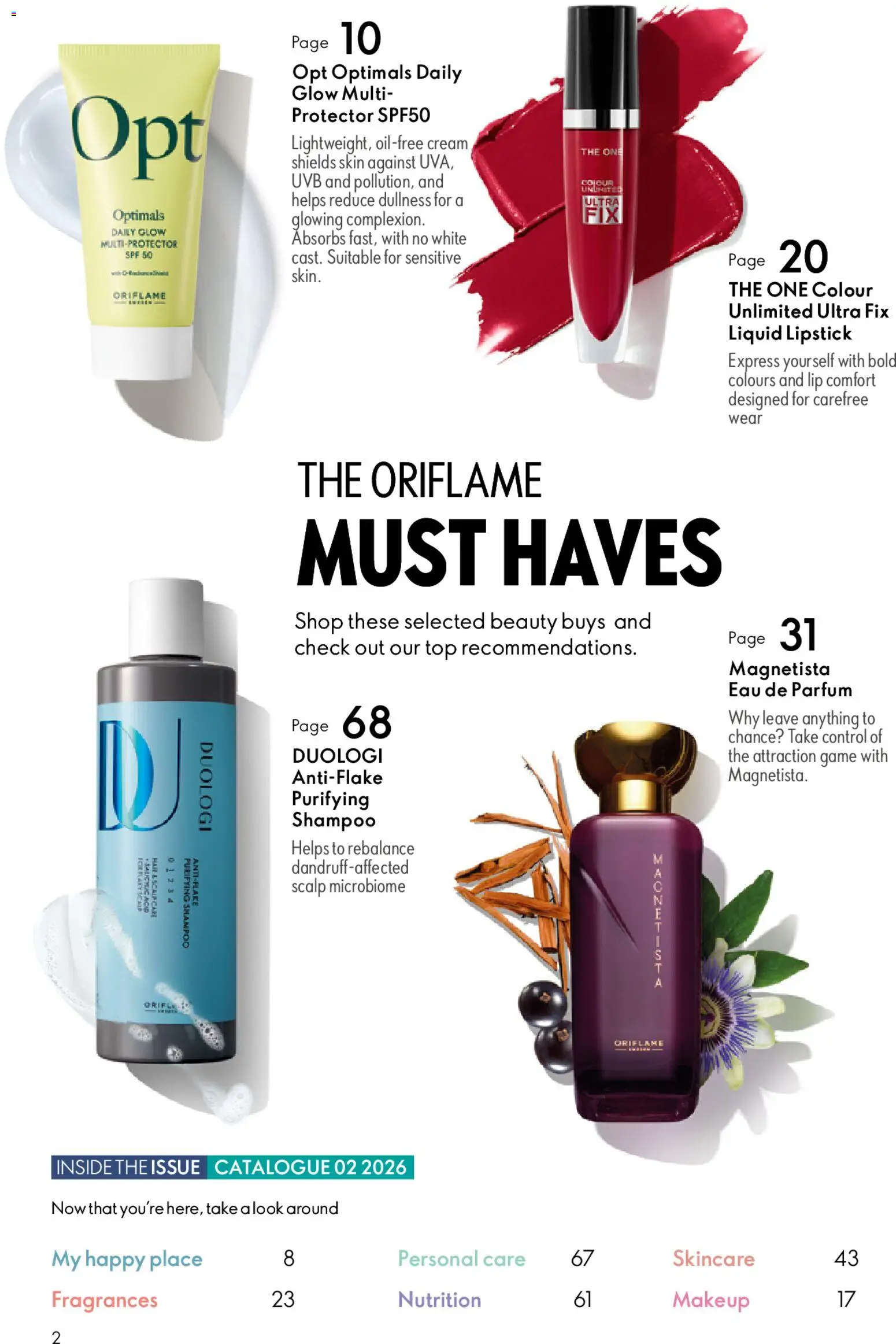 Oriflame Catalogue 2/2026 valid from 01.04.2026 | Page: 2 | Products: Cream, Game, Lipstick, Shampoo