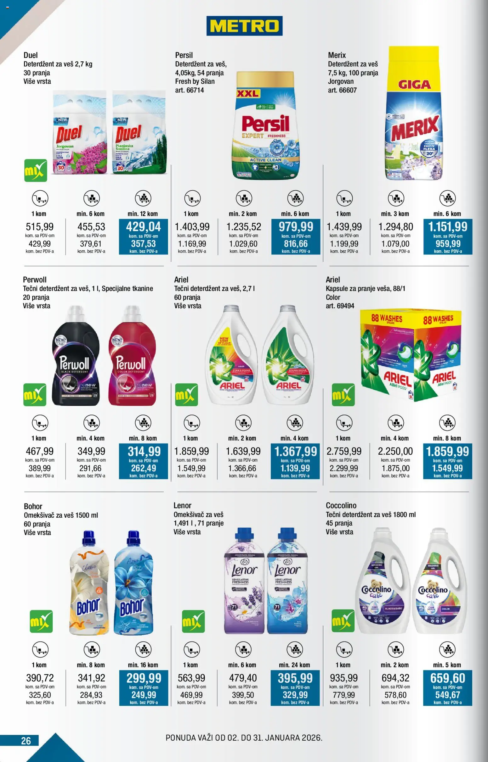 Metro katalog - važi od 02.01.2026 | Strana: 26 | Proizvode: Lenor, Silan, Coccolino, Omekšivač za veš
