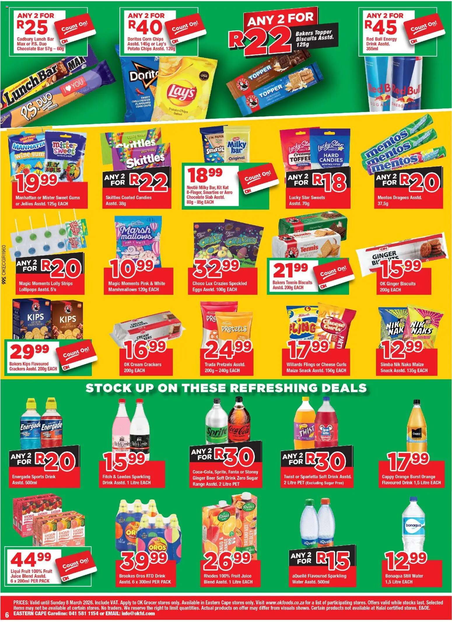 New OK Foods catalogue – valid from 25.02.2026 | Page: 6 | Products: Wine, Beer, Sprite, Fruit