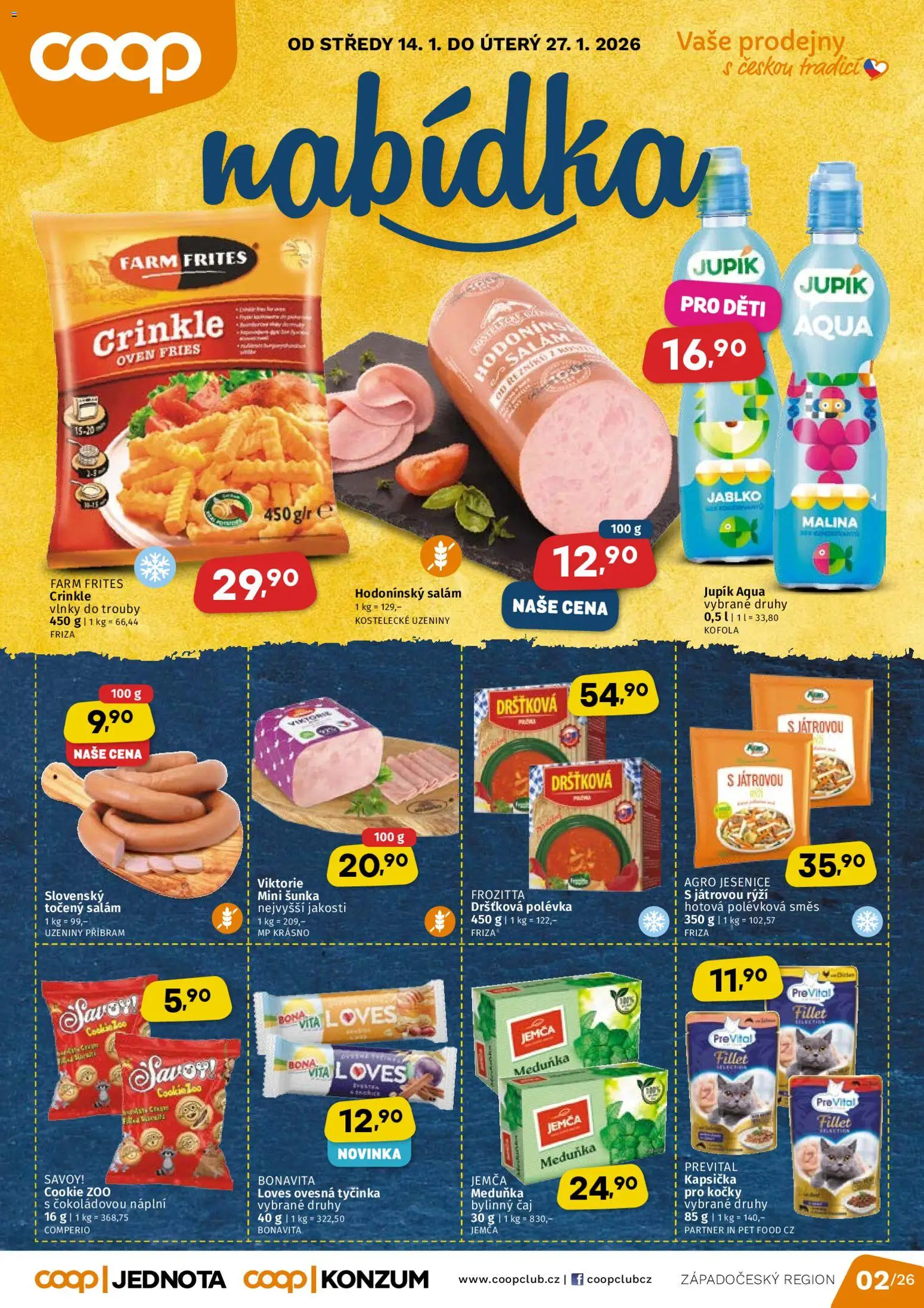 Coop leták od 14.01.2026 | Strana: 1 | Produkty: Salám, Šunka, Rýži, Kofola