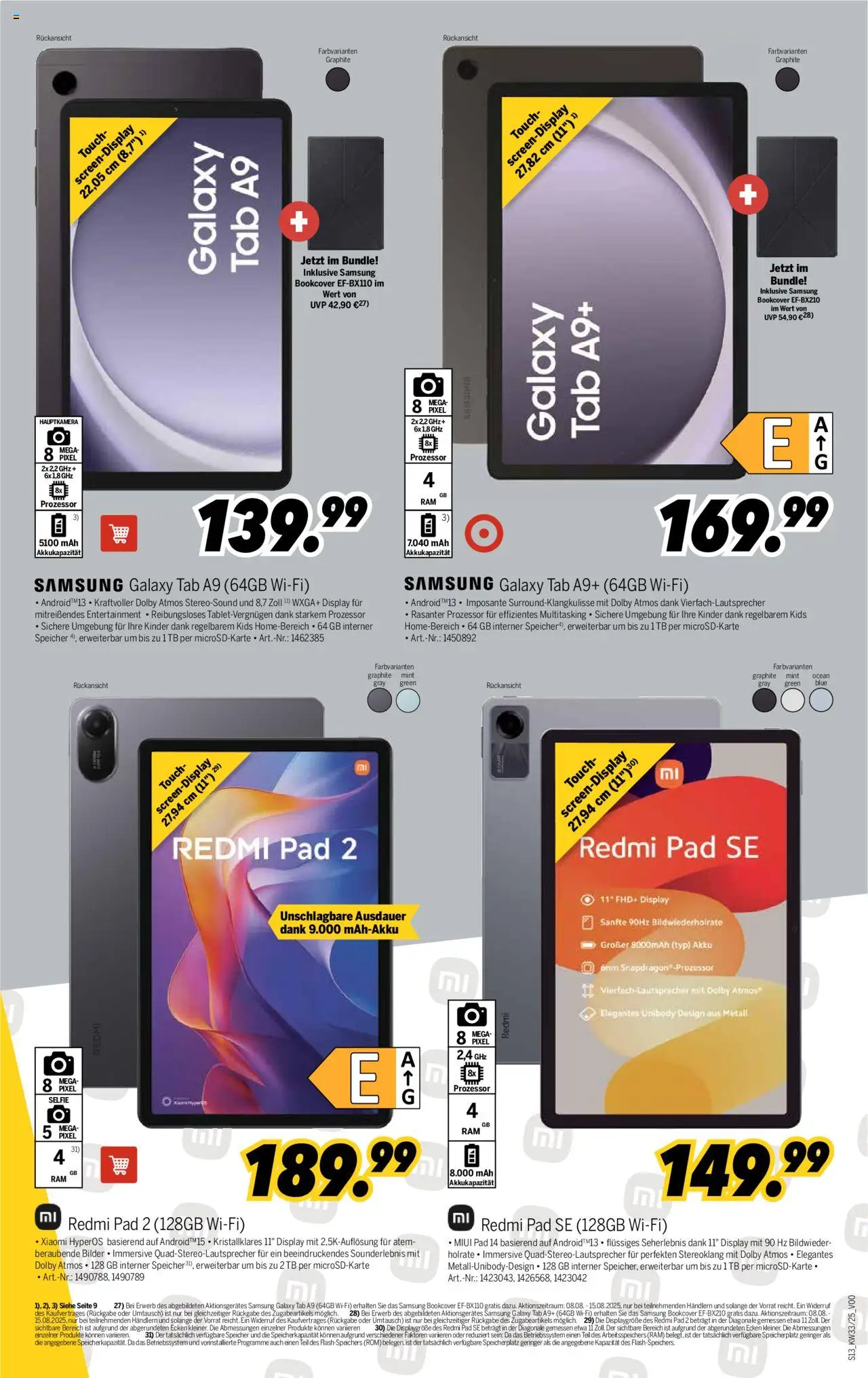 Medimax Prospekt 	 - gültig ab dem 09.08.2025 | Seite: 13 | Produkte: Xiaomi, Samsung, Bilder