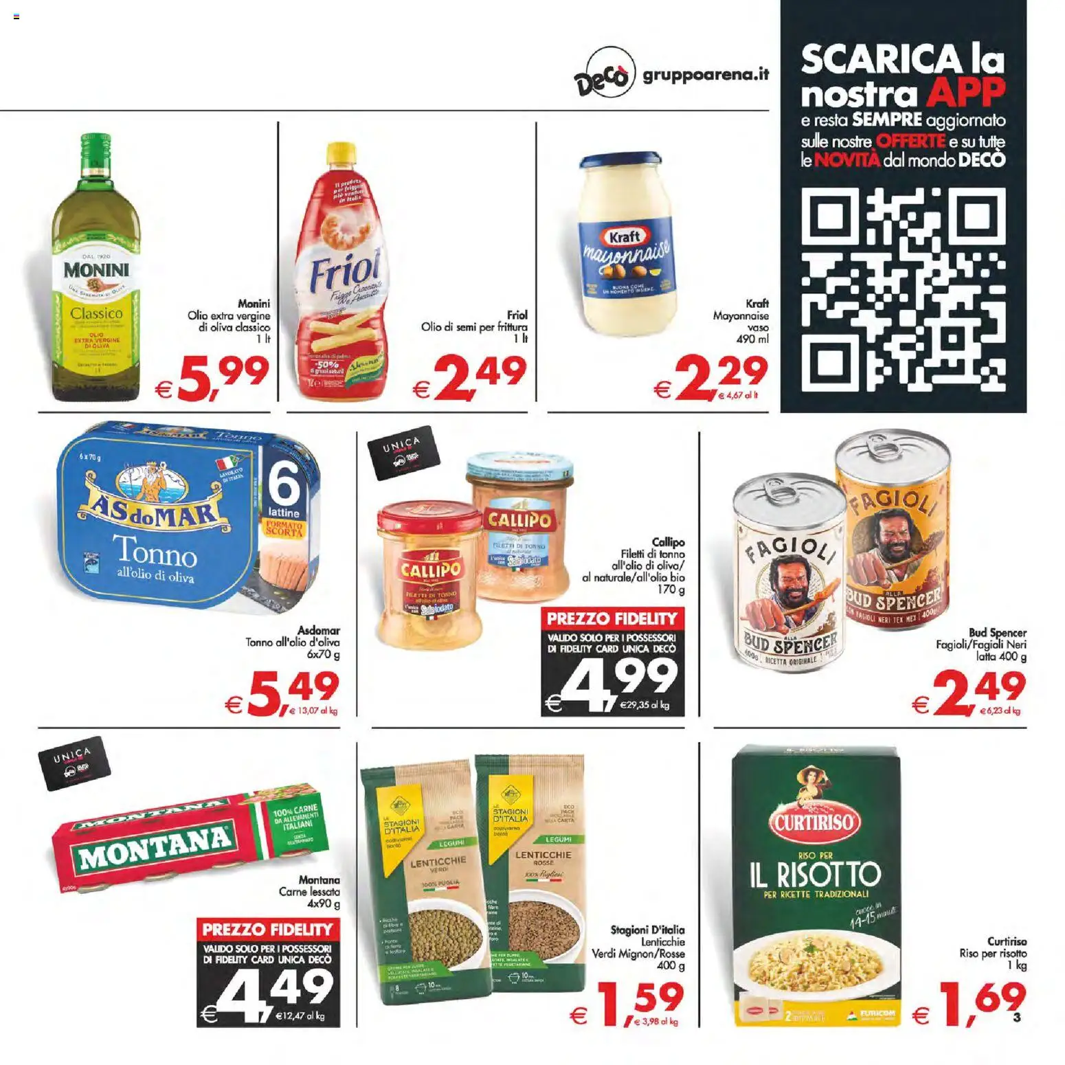 Volantino Decò del 14.11.2025 | Pagina: 3 | Prodotti: Legumi, Riso, Olio, Vaso