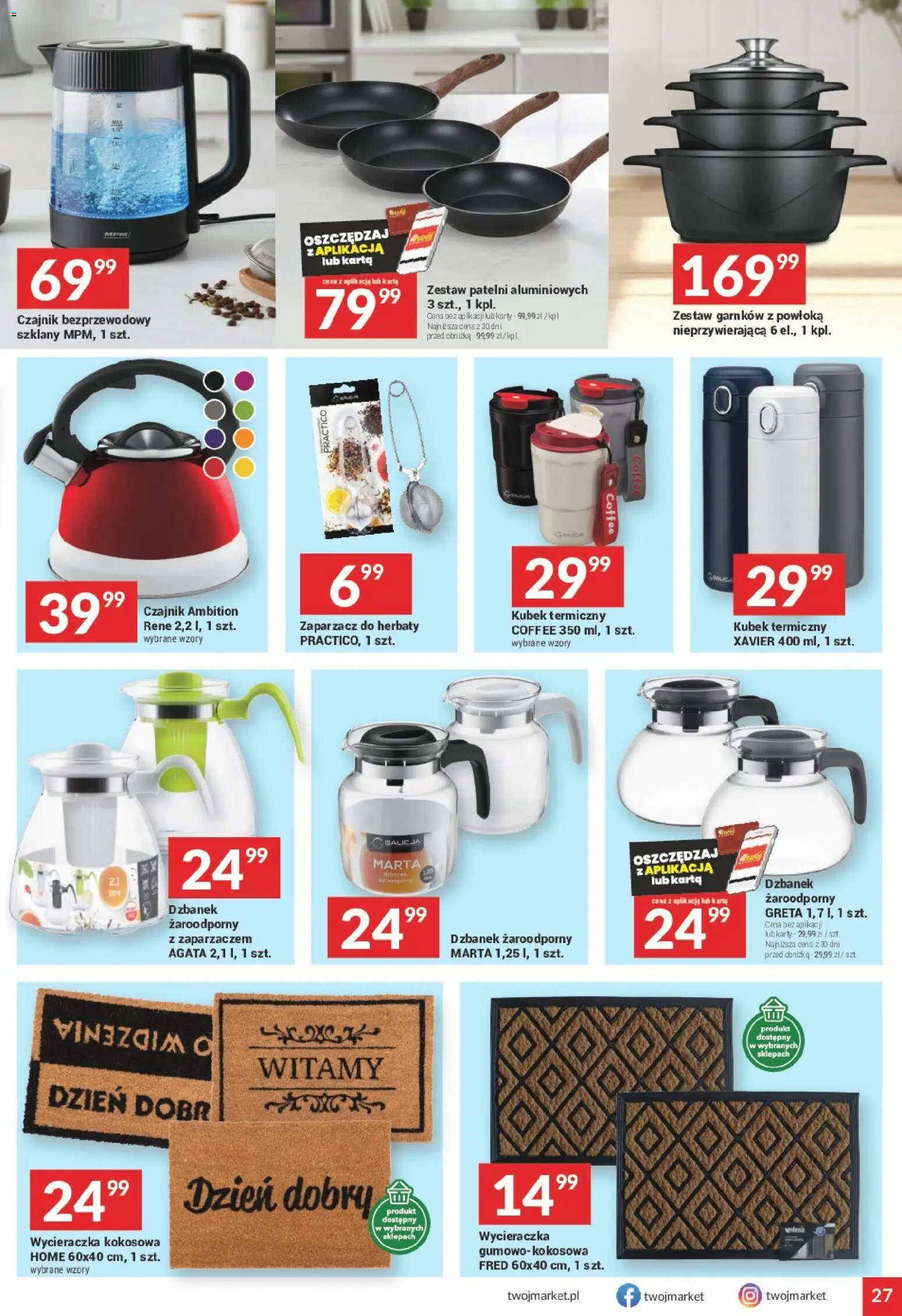 Twój Market Gazetka od 21.01.2026 | Strona: 27 | Produkty: Karta, Dzbanek, Czajnik, Wycieraczka