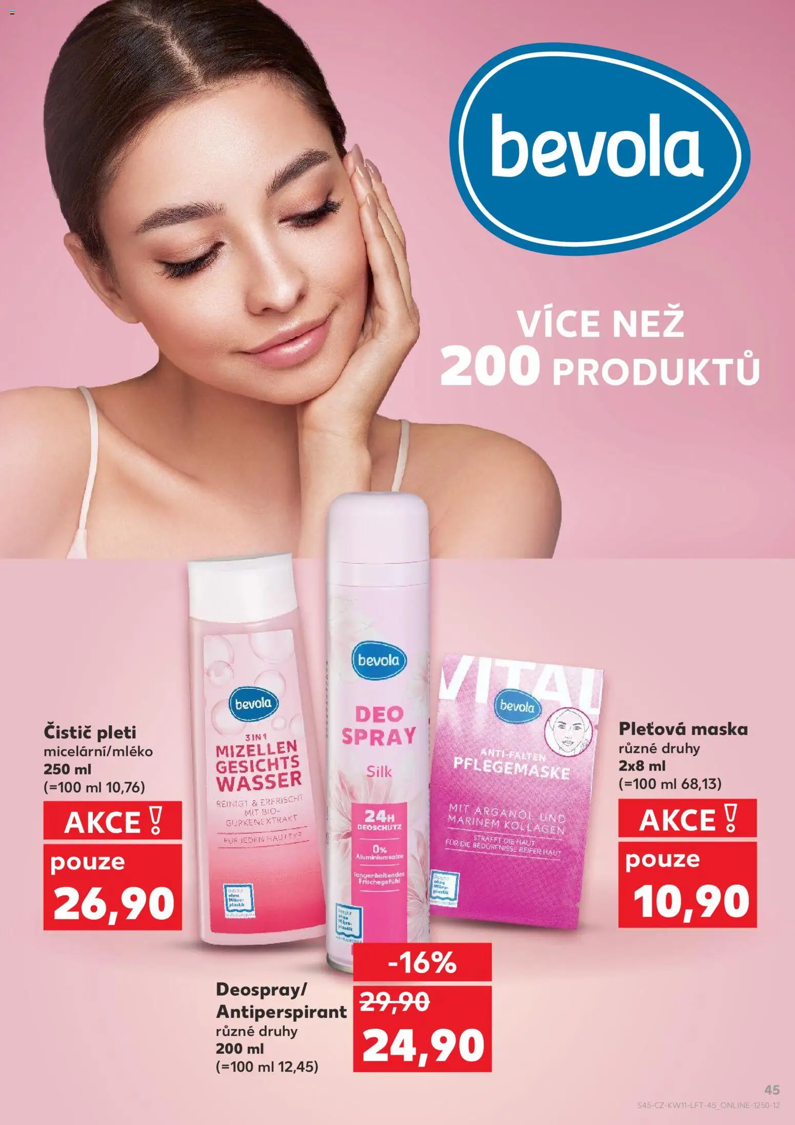 Kaufland leták od 11.03.2026 | Strana: 45 | Produkty: Pleťová maska, Deodorant, Bevola, Maska