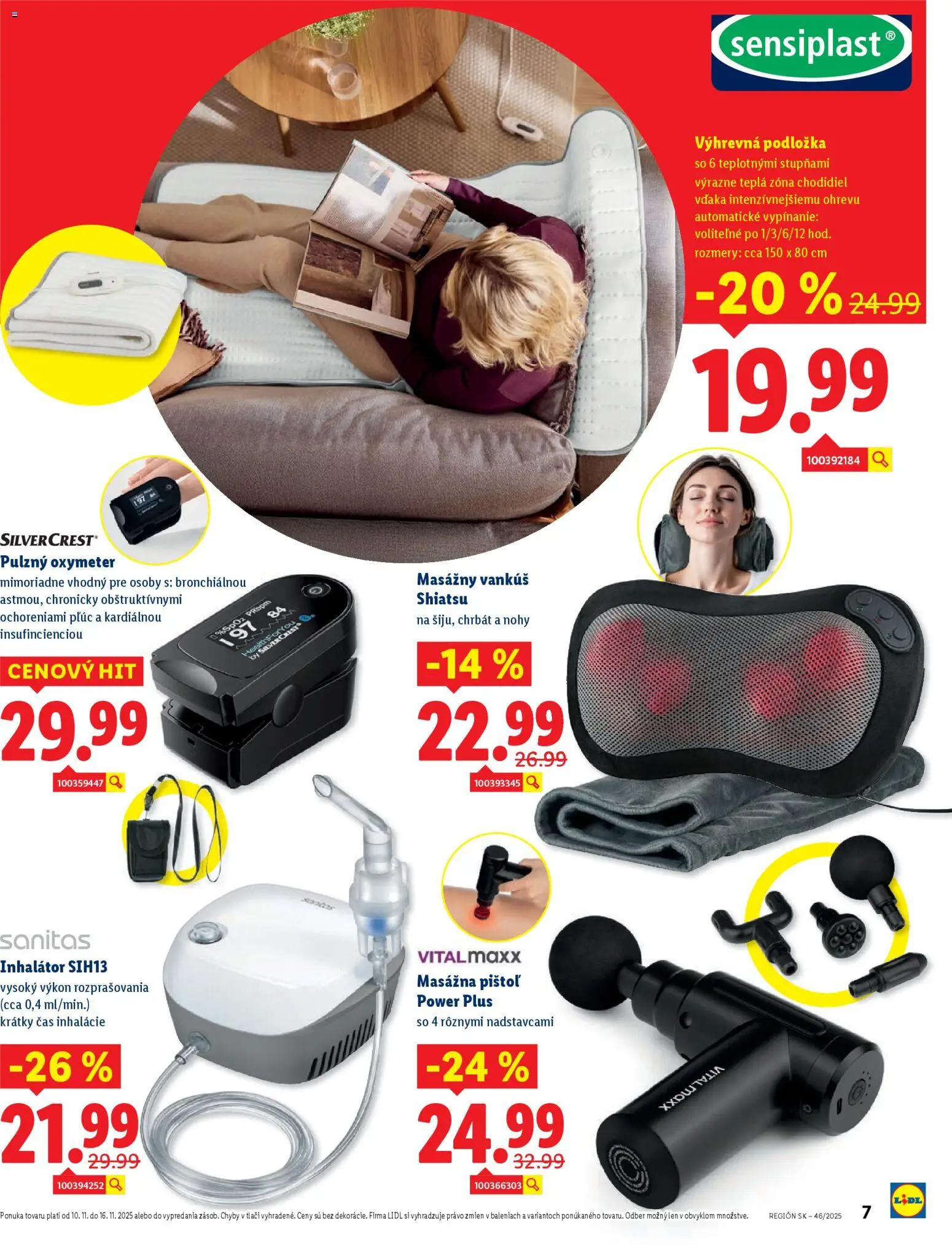 Nové Lidl akcie – leták je platný od 10.11.2025 | Strana: 7 | Produkty: Vankúš, Inhalátor