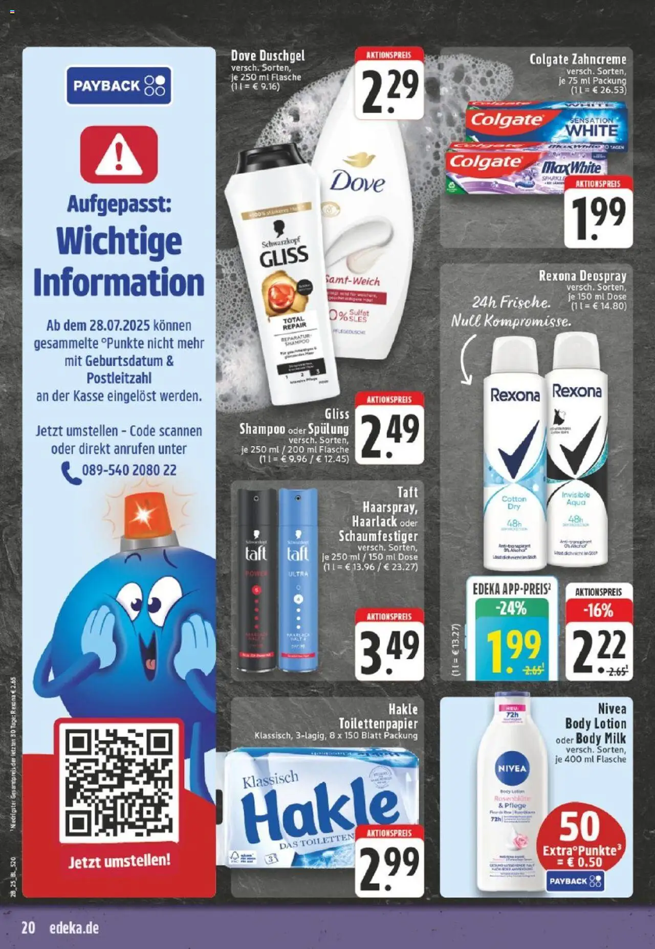 Edeka Prospekt 	 - gültig ab dem 07.07.2025 | Seite: 20 | Produkte: Shampoo, Spülung, Duschgel, Body Lotion