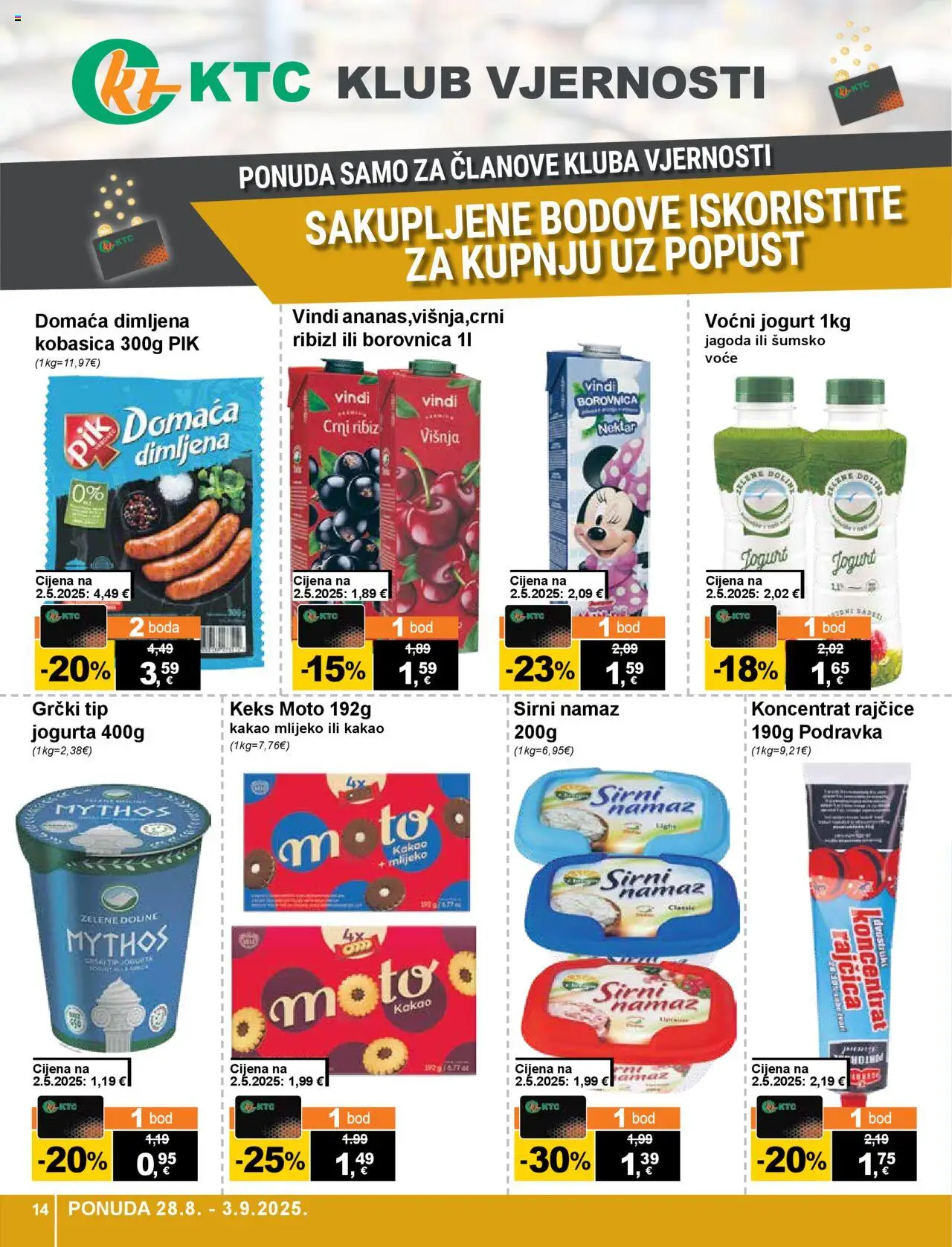 KTC katalog | vrijedi od 28.08.2025 | Stranica: 14 | Proizvodi: Mlijeko, Voće, Borovnica, Rajčica
