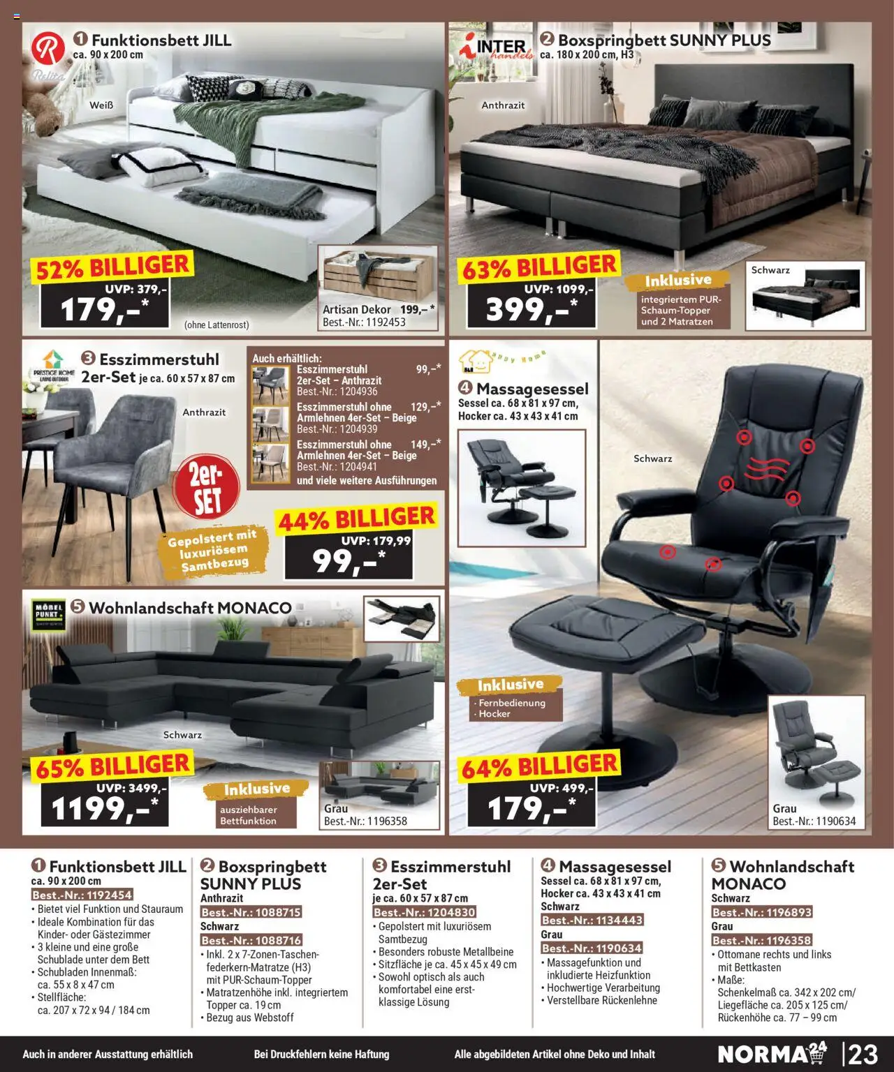 Norma - Bestellmagazin August 2025 - gültig ab dem 01.08.2025 | Seite: 23 | Produkte: Bett, Sessel, Boxspringbett, Topper