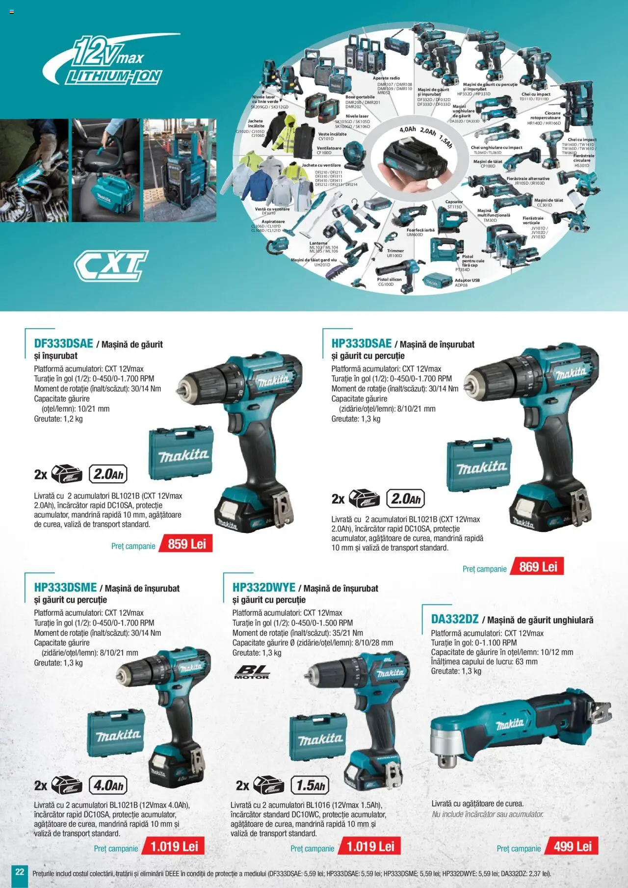 Noul catalog Makita – valabil de la 01.10.2025 | Pagină: 22 | Produse: Mașină de găurit, Adaptor, Peluş Köpek Yatağı, Vestă