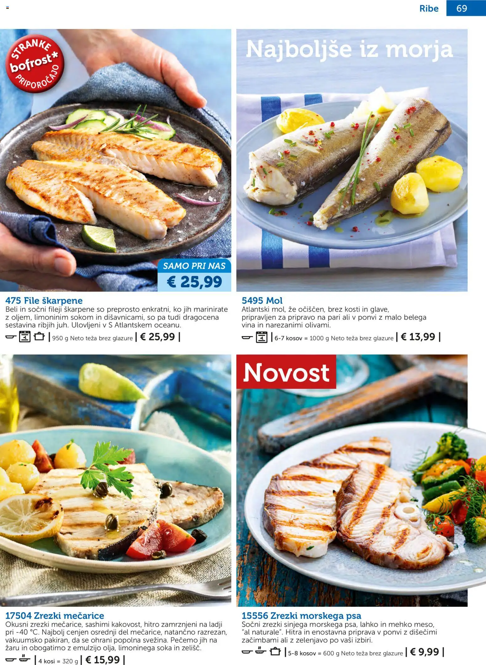Novi Bofrost katalog ponudbe – veljaven od 04.03.2026 | Stran: 69 | Izdelki: Teza, Zrezki, Ribe