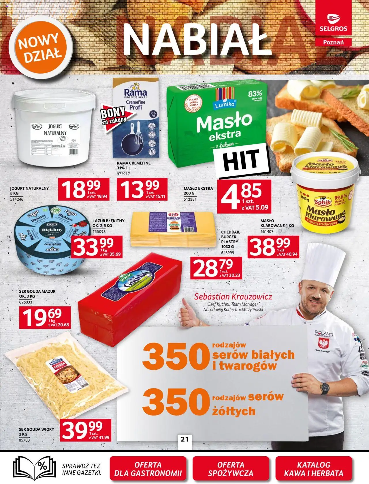 Selgros cash&carry Gazetka - Poznań oferta dla gastronomii od 09.10.2025 | Strona: 21 | Produkty: Ser, Jogurt, Kawa, Ser gouda