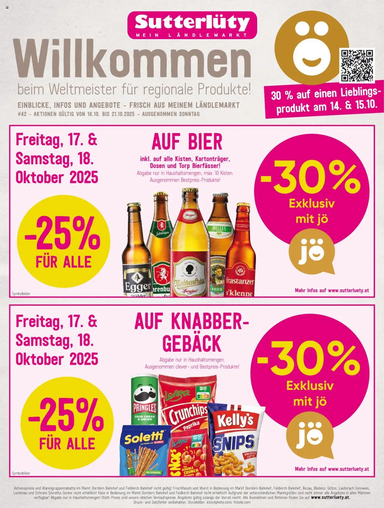 Sutterlüty Flugblatt gültig ab 16.10.2025 | Seite: 1 | Produkte: Wurst, Käse, Bier