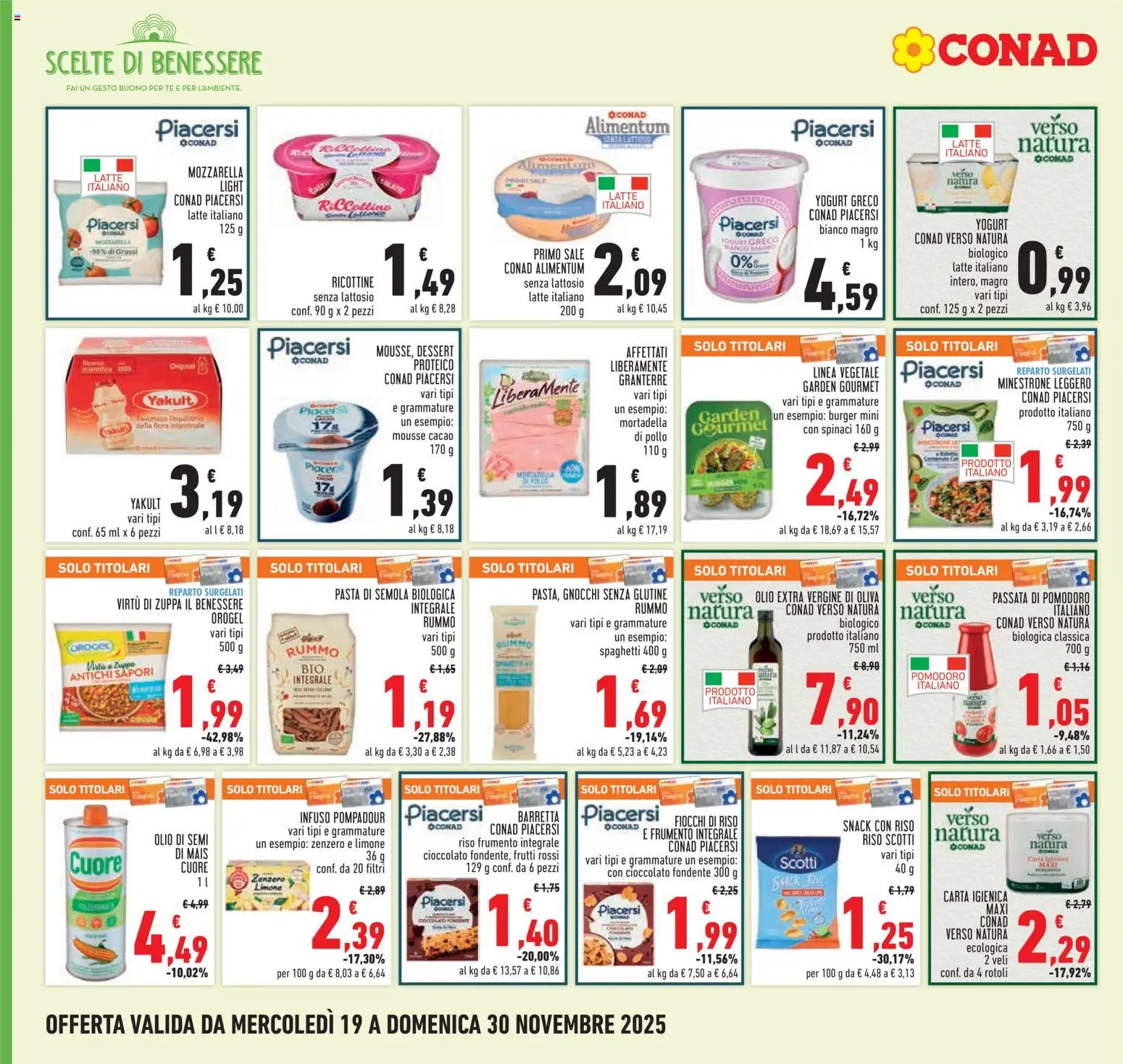 Volantino Conad del 19.11.2025 | Pagina: 12 | Prodotti: Riso, Passata di pomodoro, Olio extra vergine, Ricotta