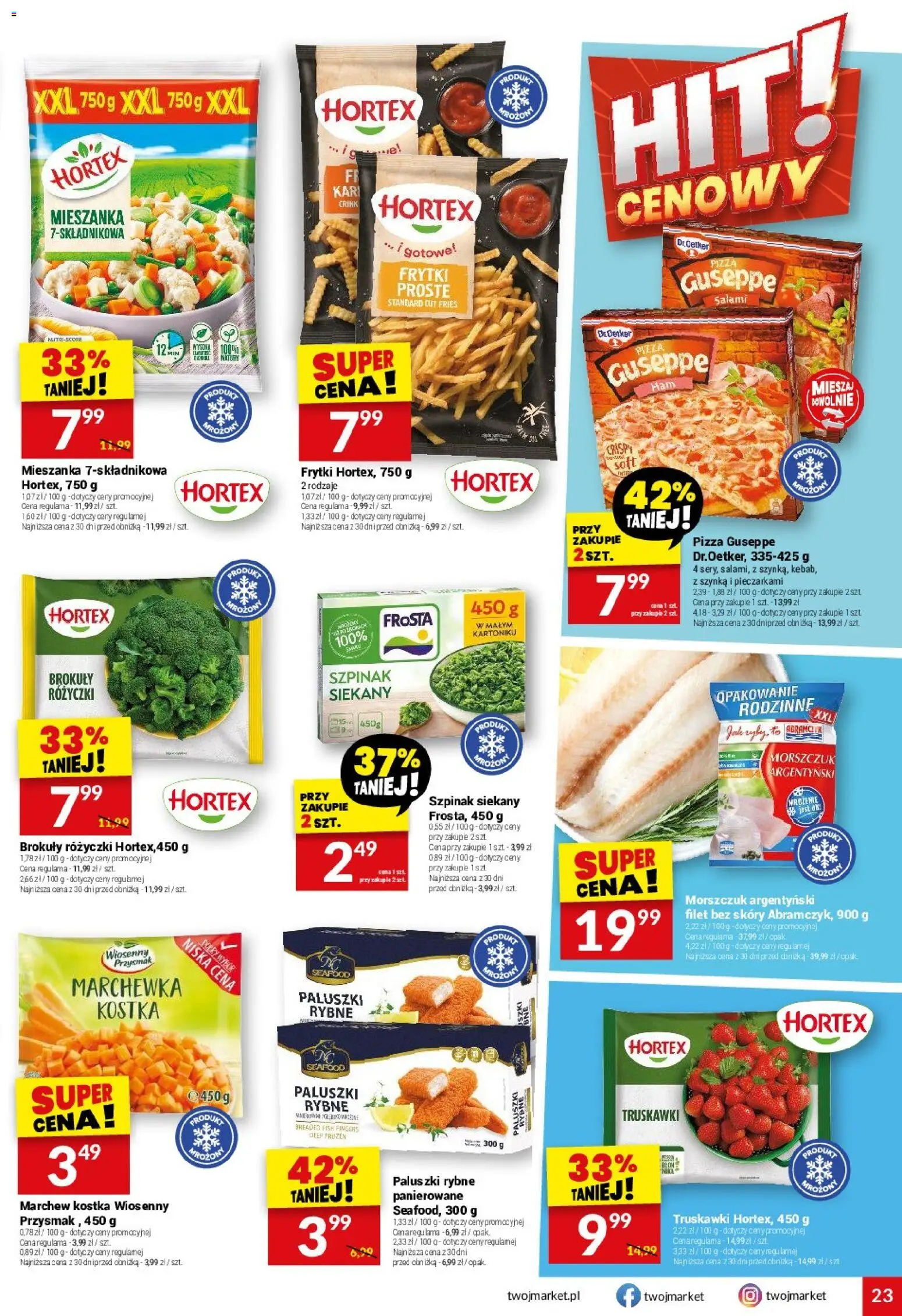 Twój Market gazetka od 15.04.2026 | Strona: 23 | Produkty: Szynka, Paluszki rybne, Pizza, Frytki