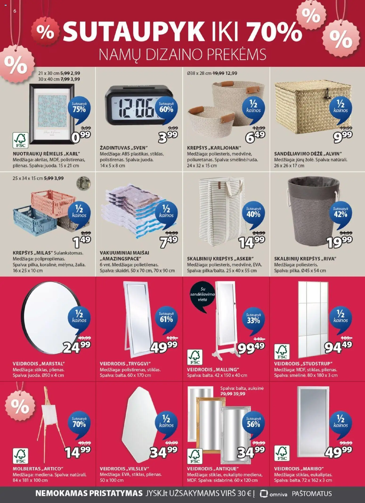 JYSK akcijos nuo 26.12.2025 | Puslapis: 6 | Prekių: Žadintuvas, Dėžė, Krepšys, Veidrodis