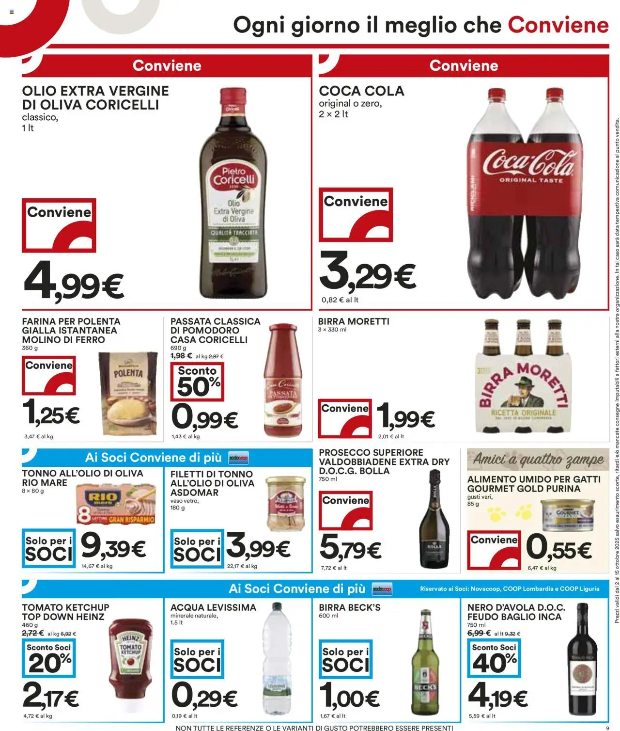 Volantino COOP del 02.10.2025 | Pagina: 9 | Prodotti: Birra, Olio, Farina, Coca Cola
