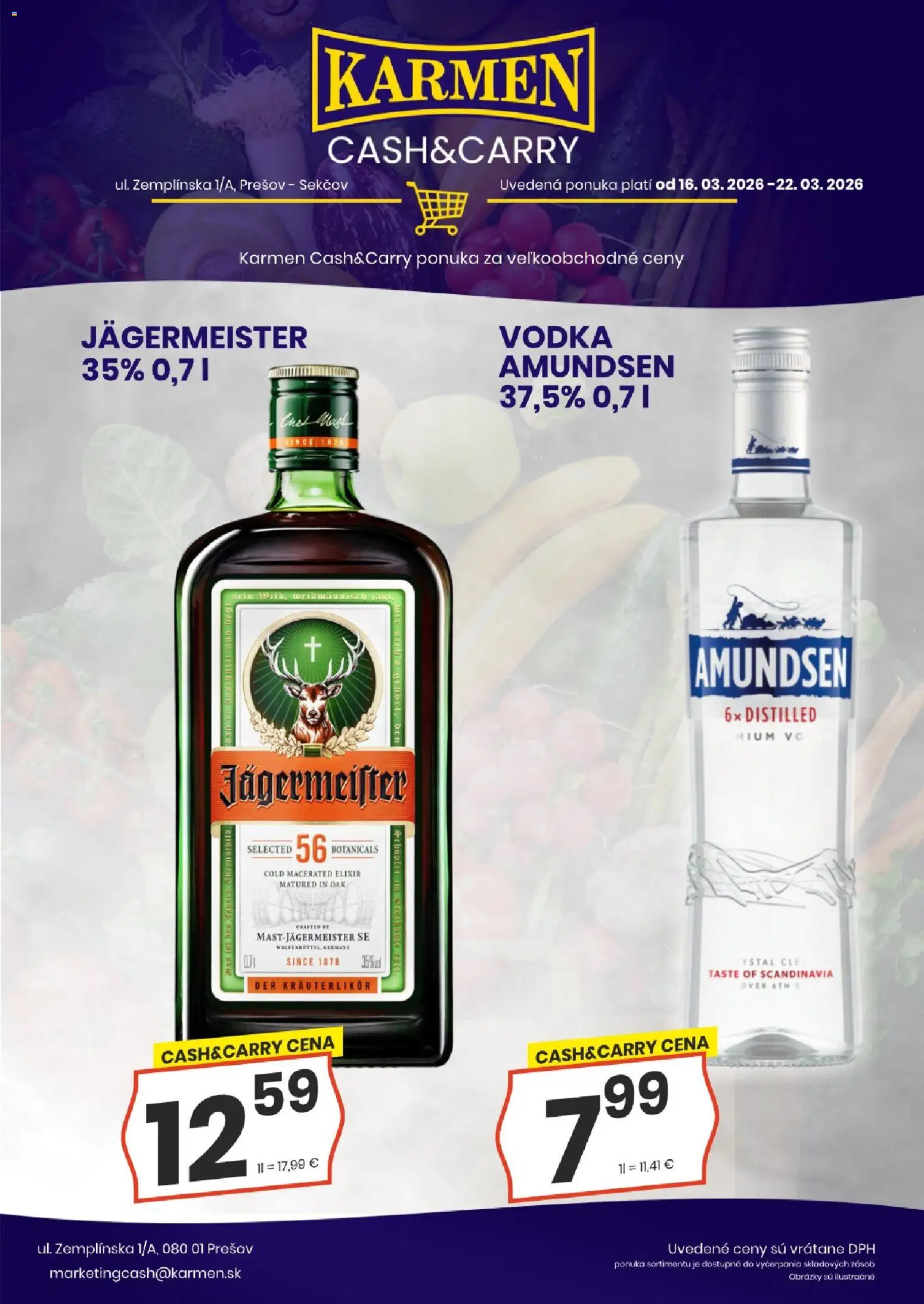 Nové KARMEN CBA akcie – leták je platný od 16.03.2026 | Strana: 3 | Produkty: Jägermeister, Vodka