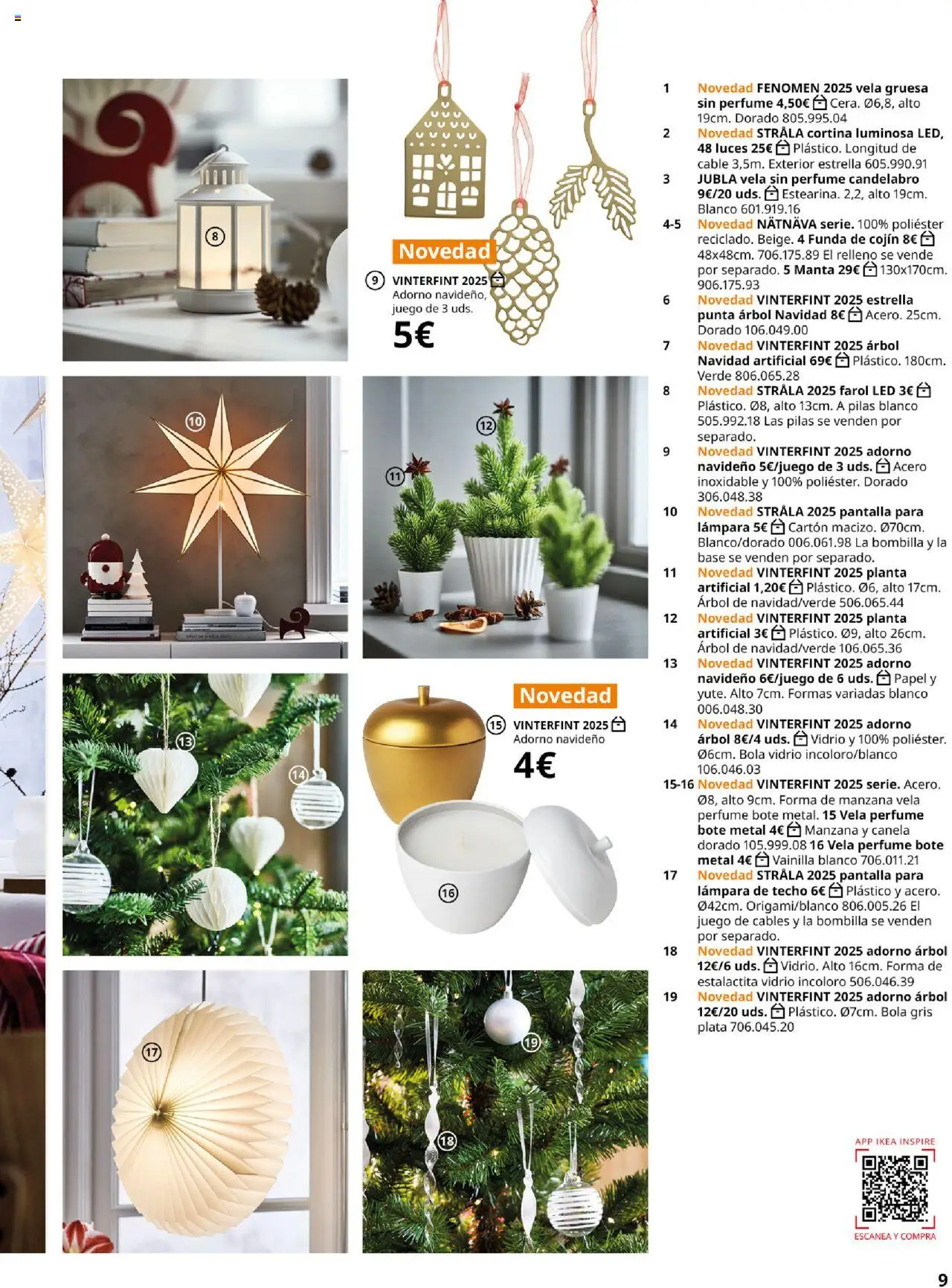 Catálogo IKEA Brochure de navidad │ válido desde el 01.10.2025 | Página: 9 | Productos: Candelabro, Vela, Funda, Bombilla